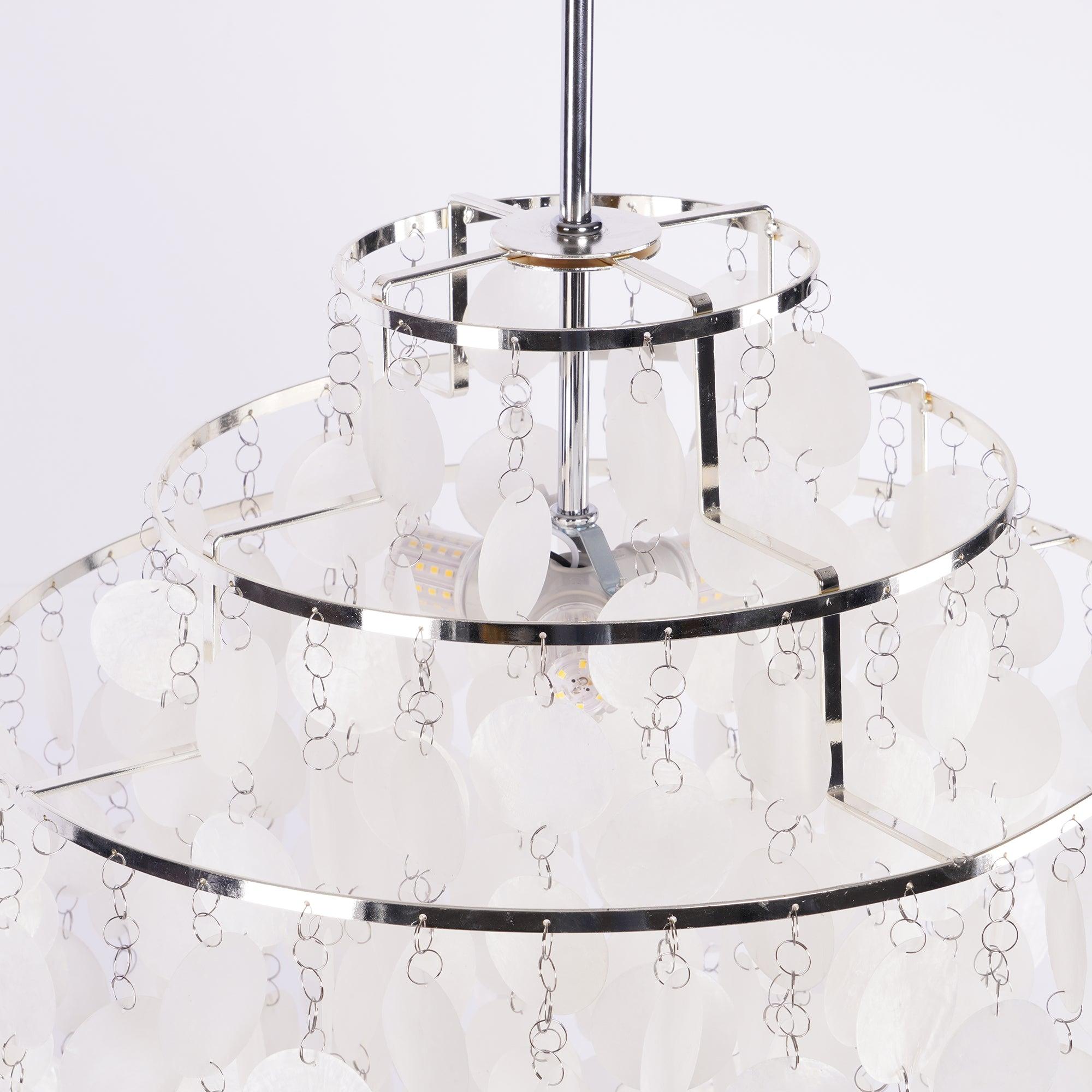 Rivena Pendant Lamp Round Shell Ring-Neutral Decor