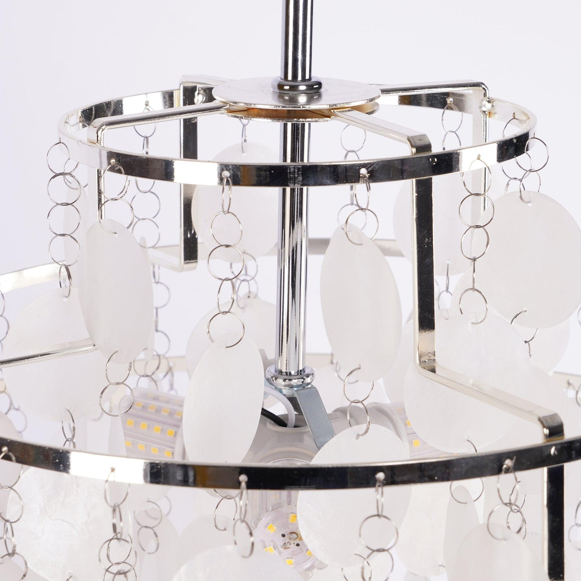 Rivena Pendant Lamp Round Shell Ring-Neutral Decor