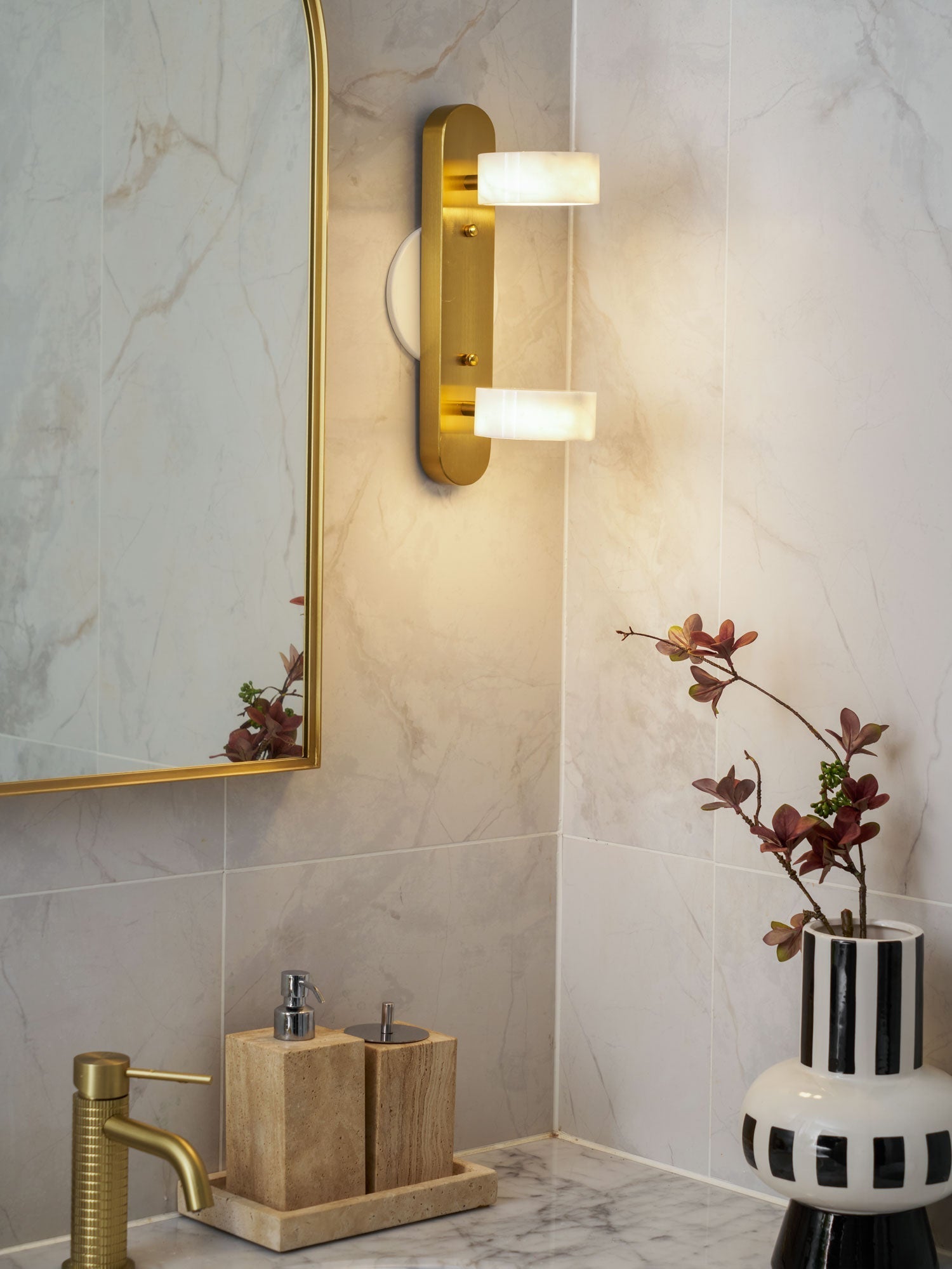 Orshaa Linear Travertine Vanity Light-Neutral Decor