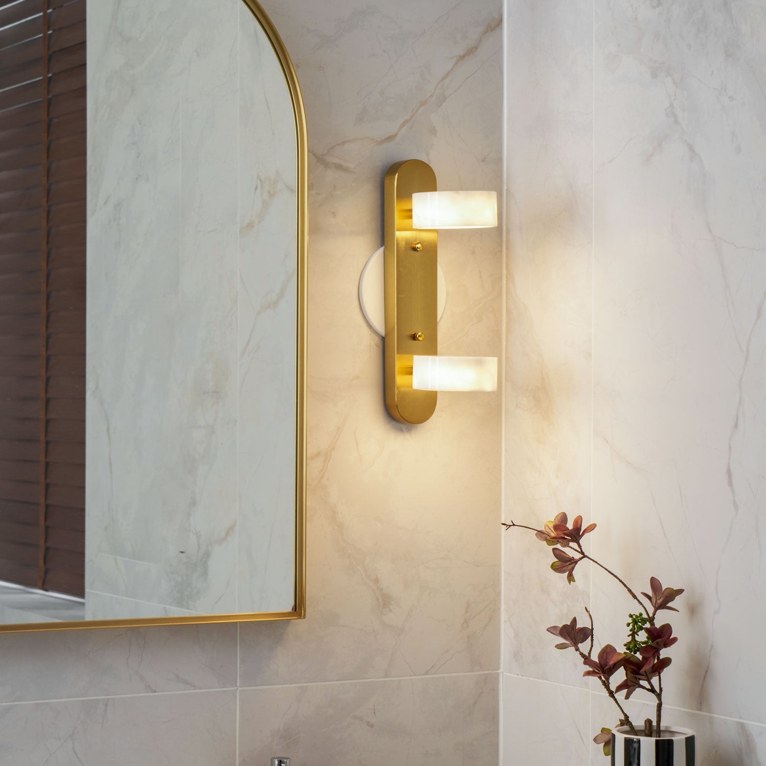 Orshaa Linear Travertine Vanity Light-Neutral Decor
