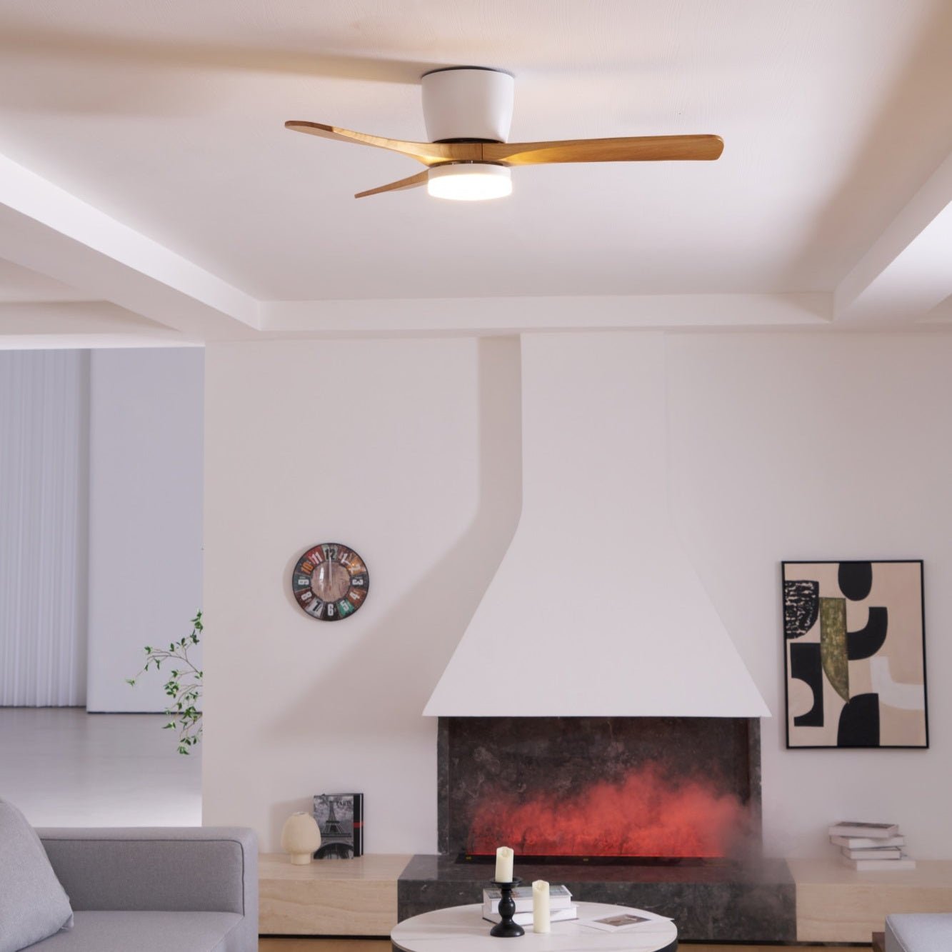 Elena Modern Wood Ceiling Fan Light-Neutral Decor