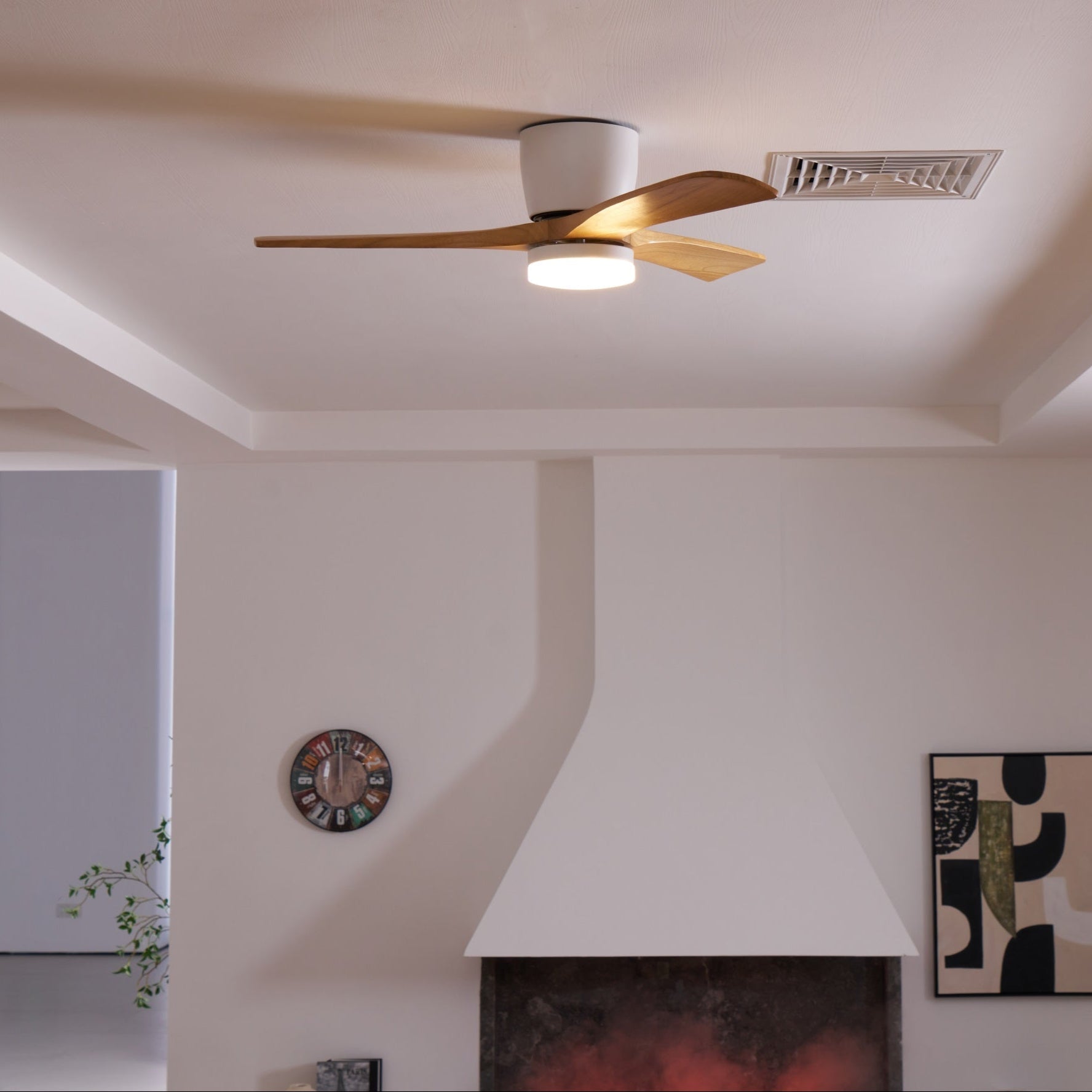 Elena Modern Wood Ceiling Fan Light-Neutral Decor
