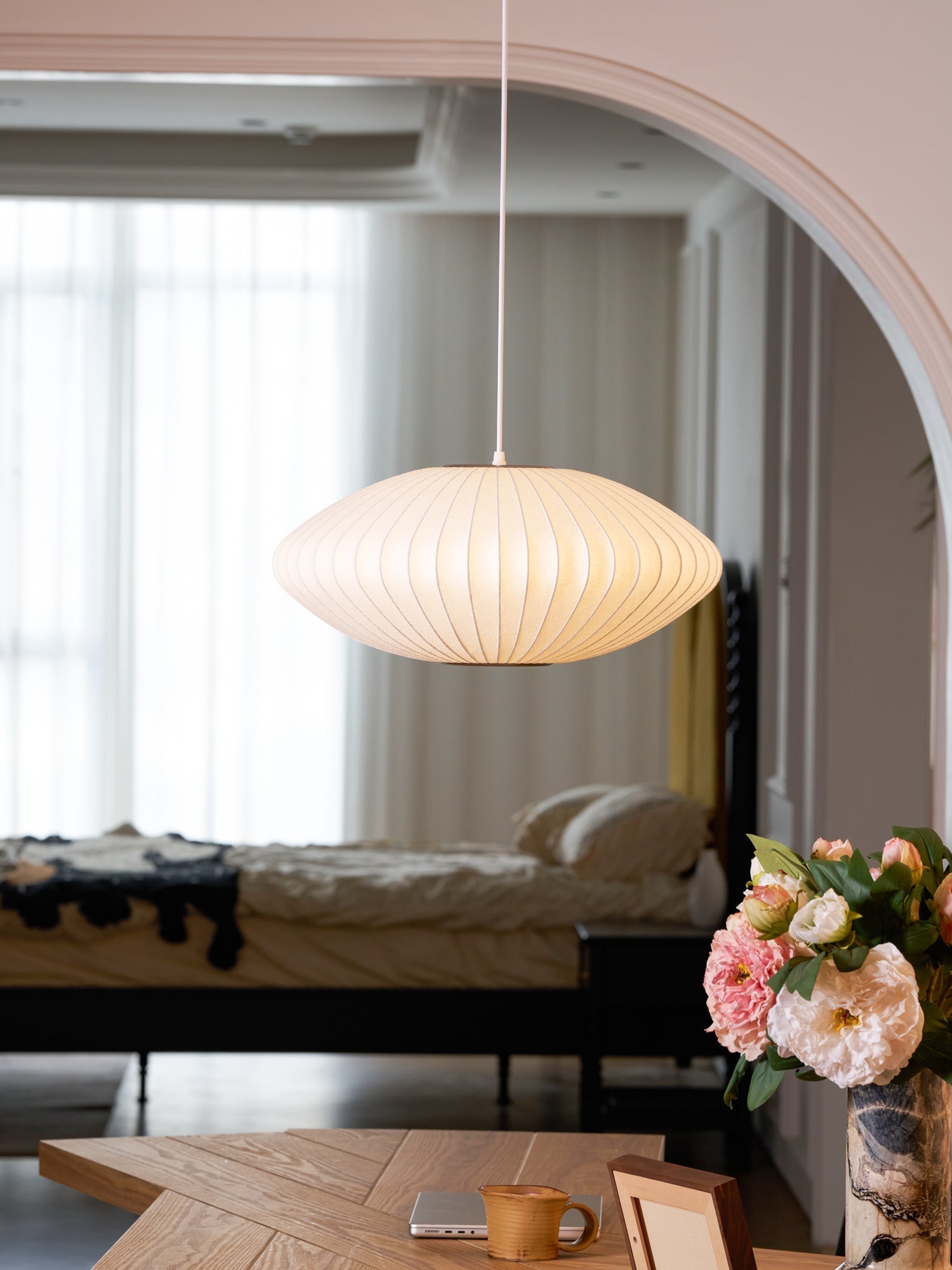 Nebula Bubble Mulberry Silk Pendant Lamp-Neutral Decor