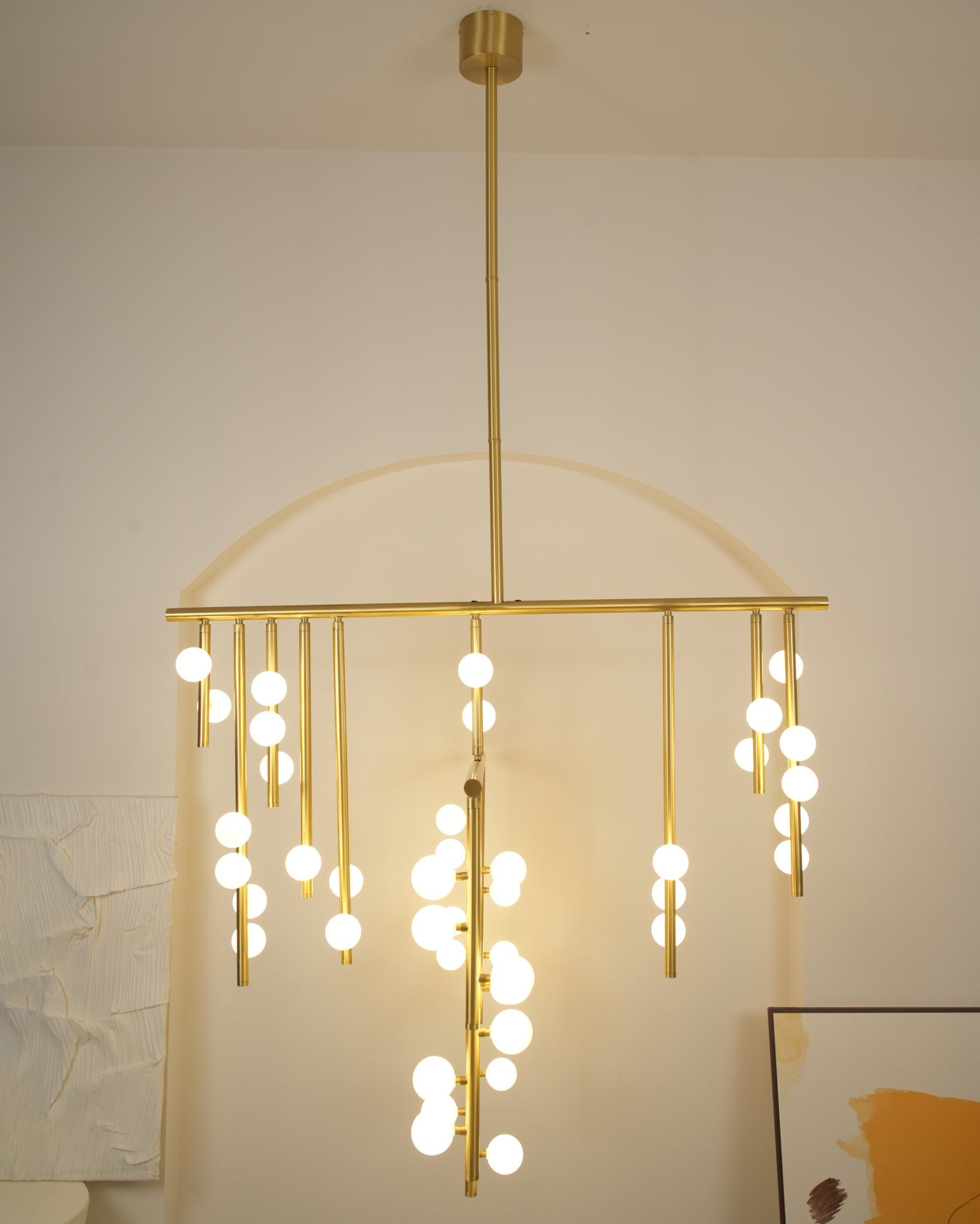 Bara Geometric Brass Linear Pendant Light Chandelier-Neutral Decor