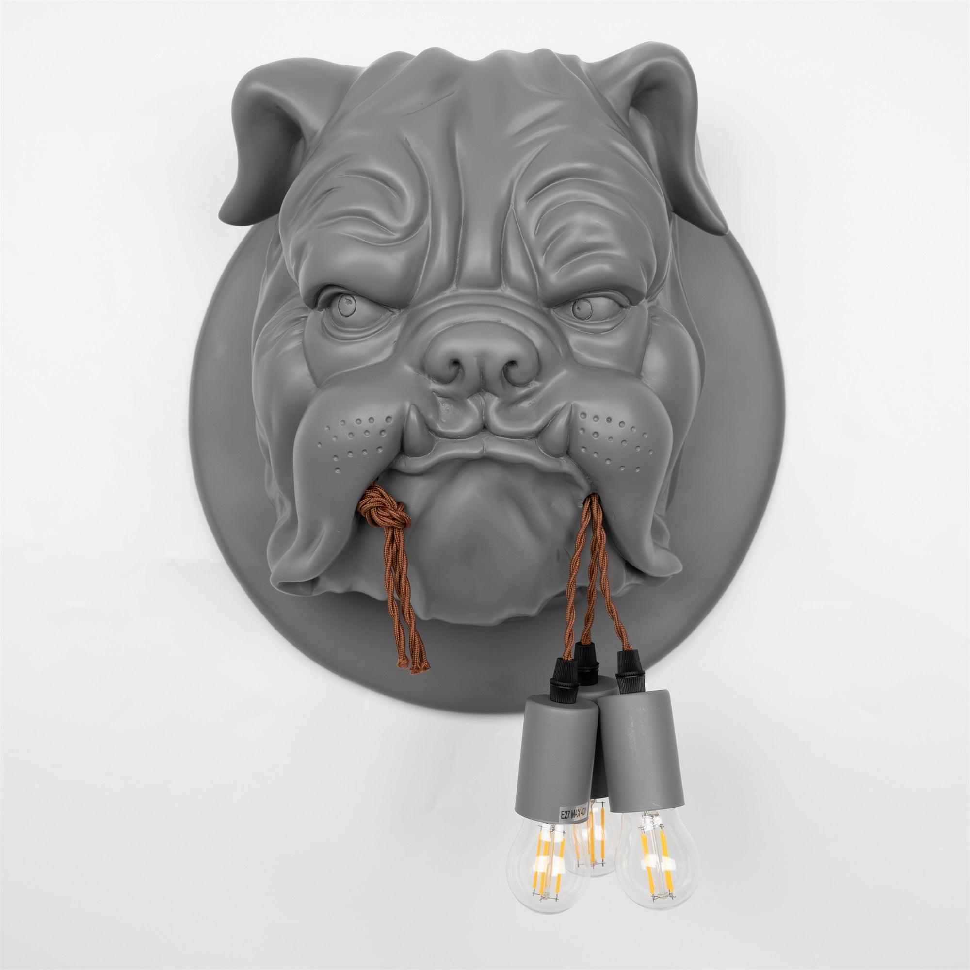 Umeri Wall Lamp Bulldog Sculpture Whimsical-Neutral Decor