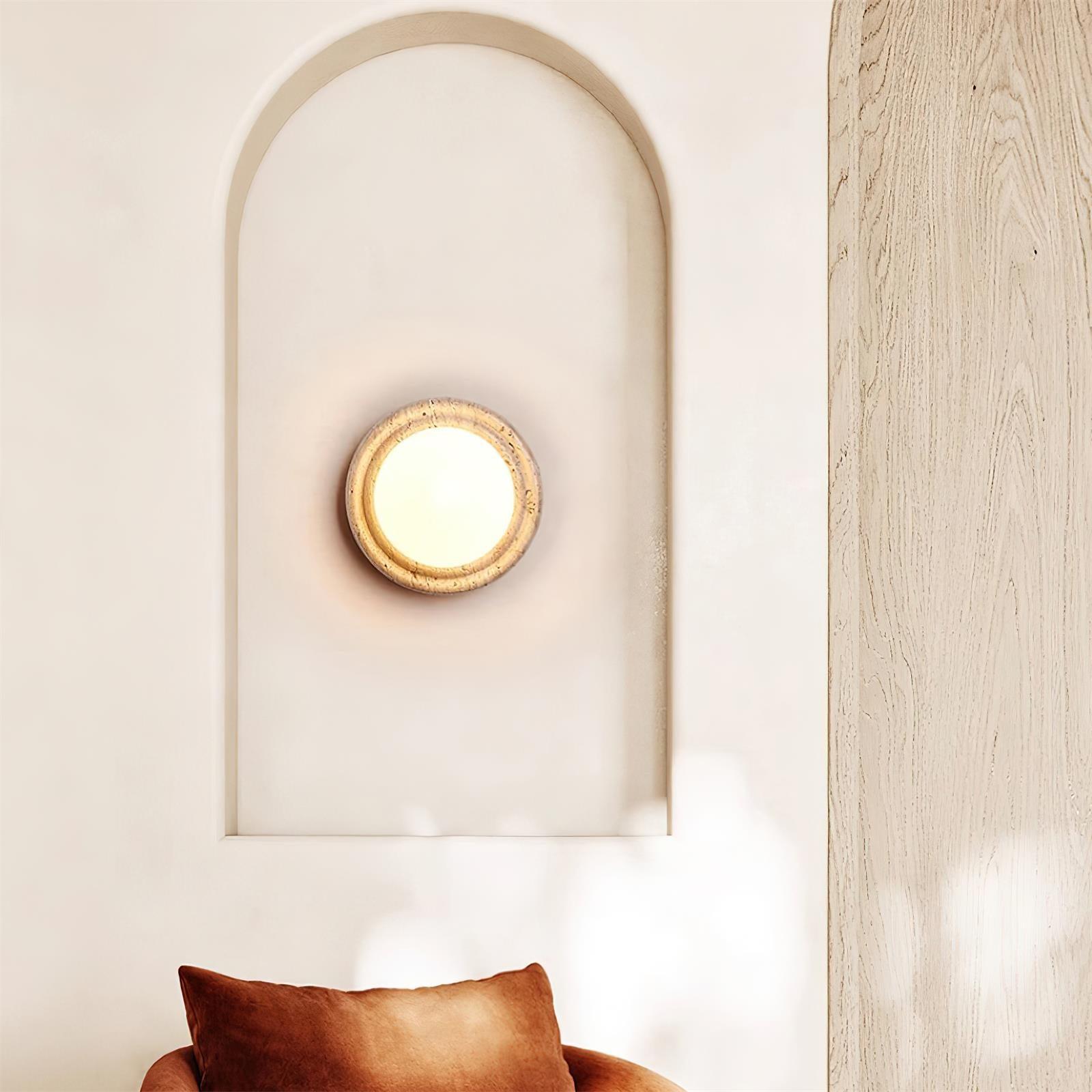 Dahlia Round Wall Lamp Travertine
