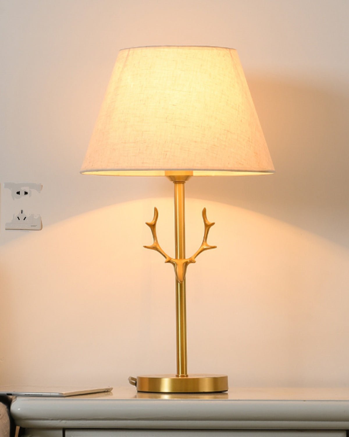 Antler Elegance Brass Table Lamp-Neutral Decor