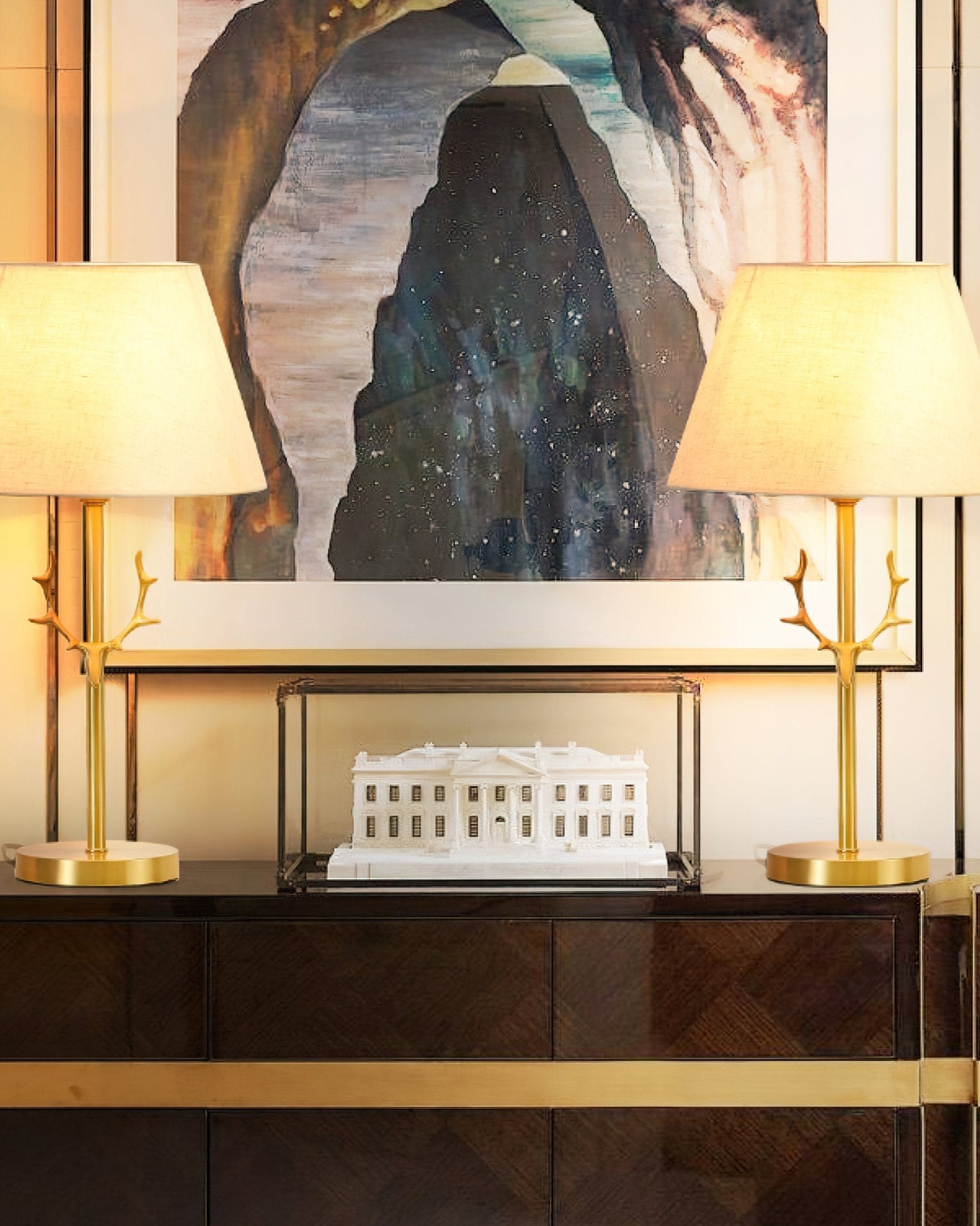 Antler Elegance Brass Table Lamp-Neutral Decor