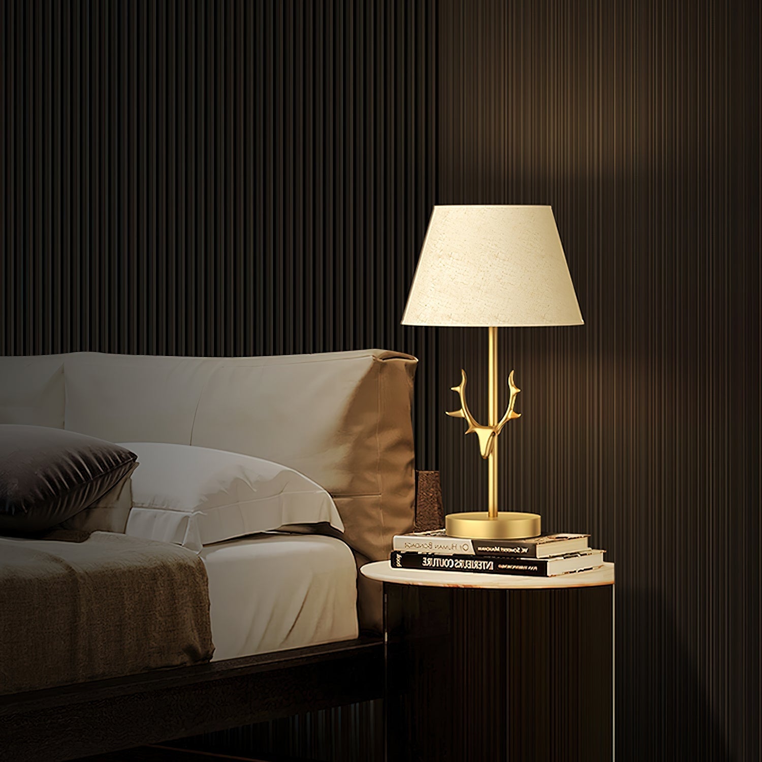 Antler Elegance Brass Table Lamp-Neutral Decor