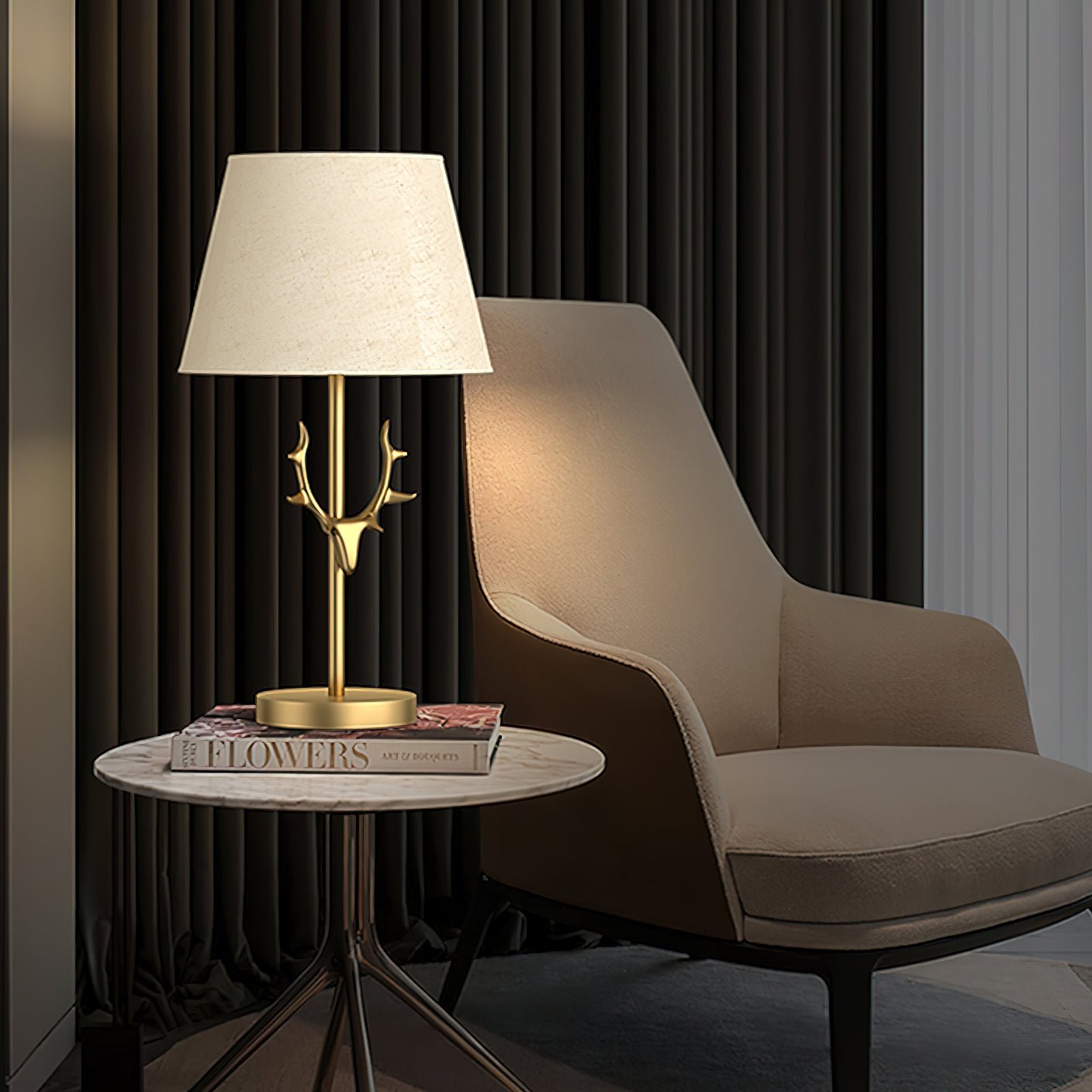 Antler Elegance Brass Table Lamp-Neutral Decor