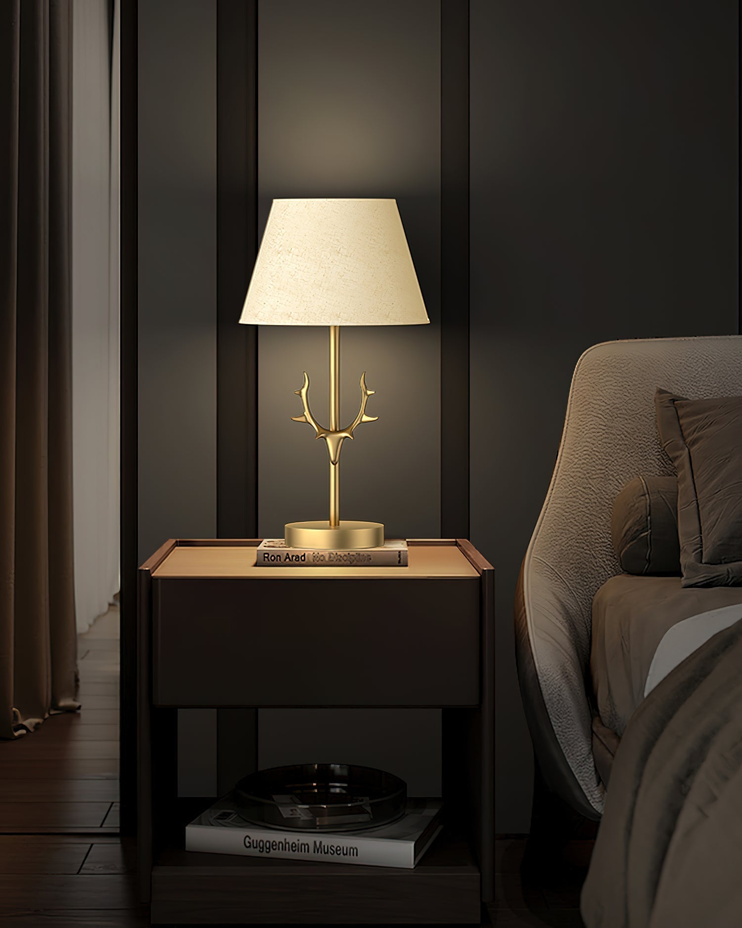 Antler Elegance Brass Table Lamp-Neutral Decor
