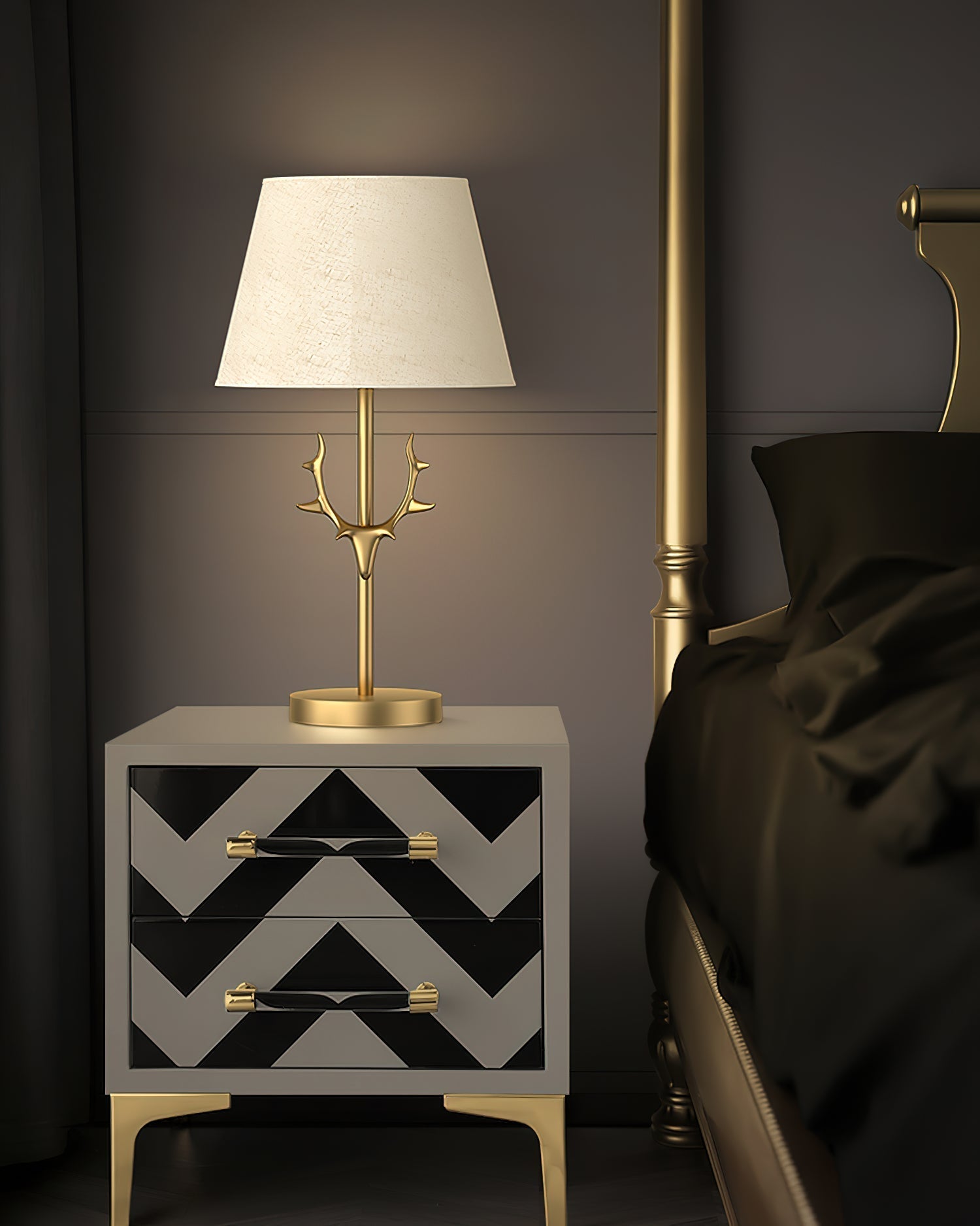 Antler Elegance Brass Table Lamp-Neutral Decor
