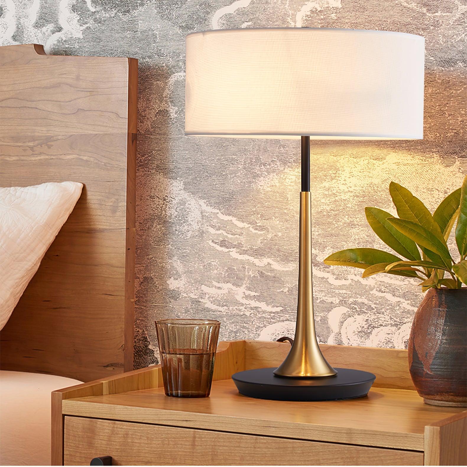 Cepharil Luxe Brass Fabric Desk Lamp-Neutral Decor