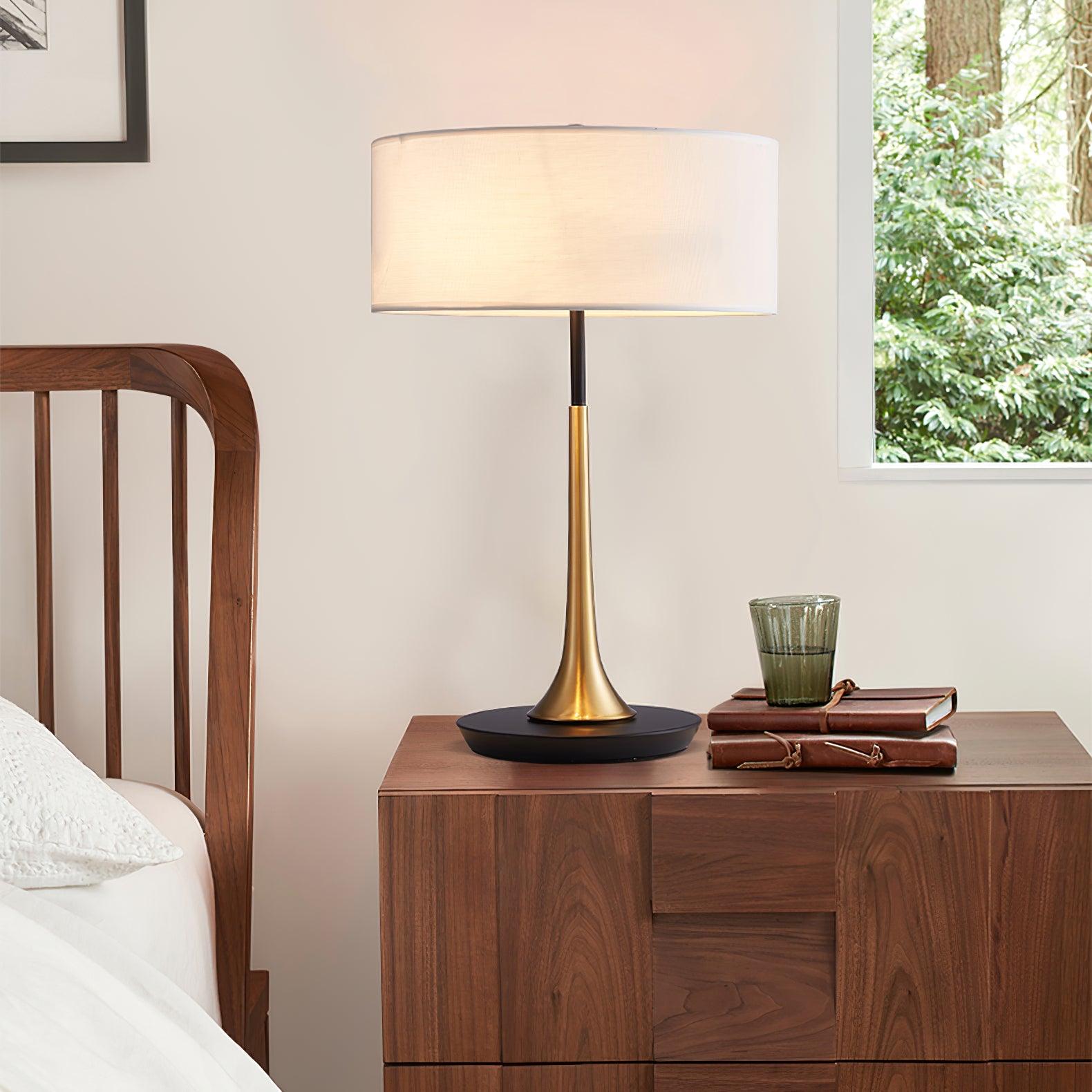 Cepharil Luxe Brass Fabric Desk Lamp-Neutral Decor