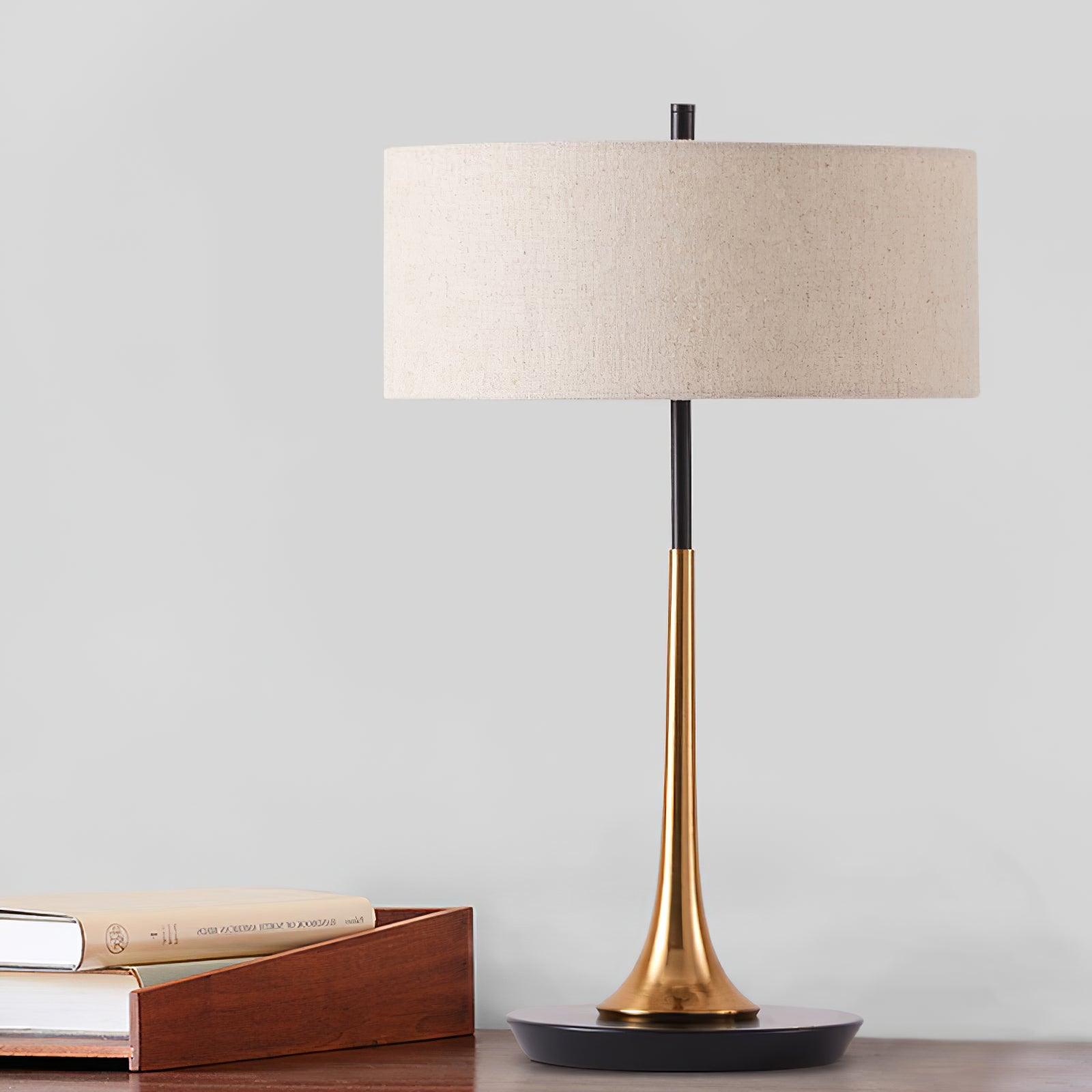 Cepharil Luxe Brass Fabric Desk Lamp-Neutral Decor