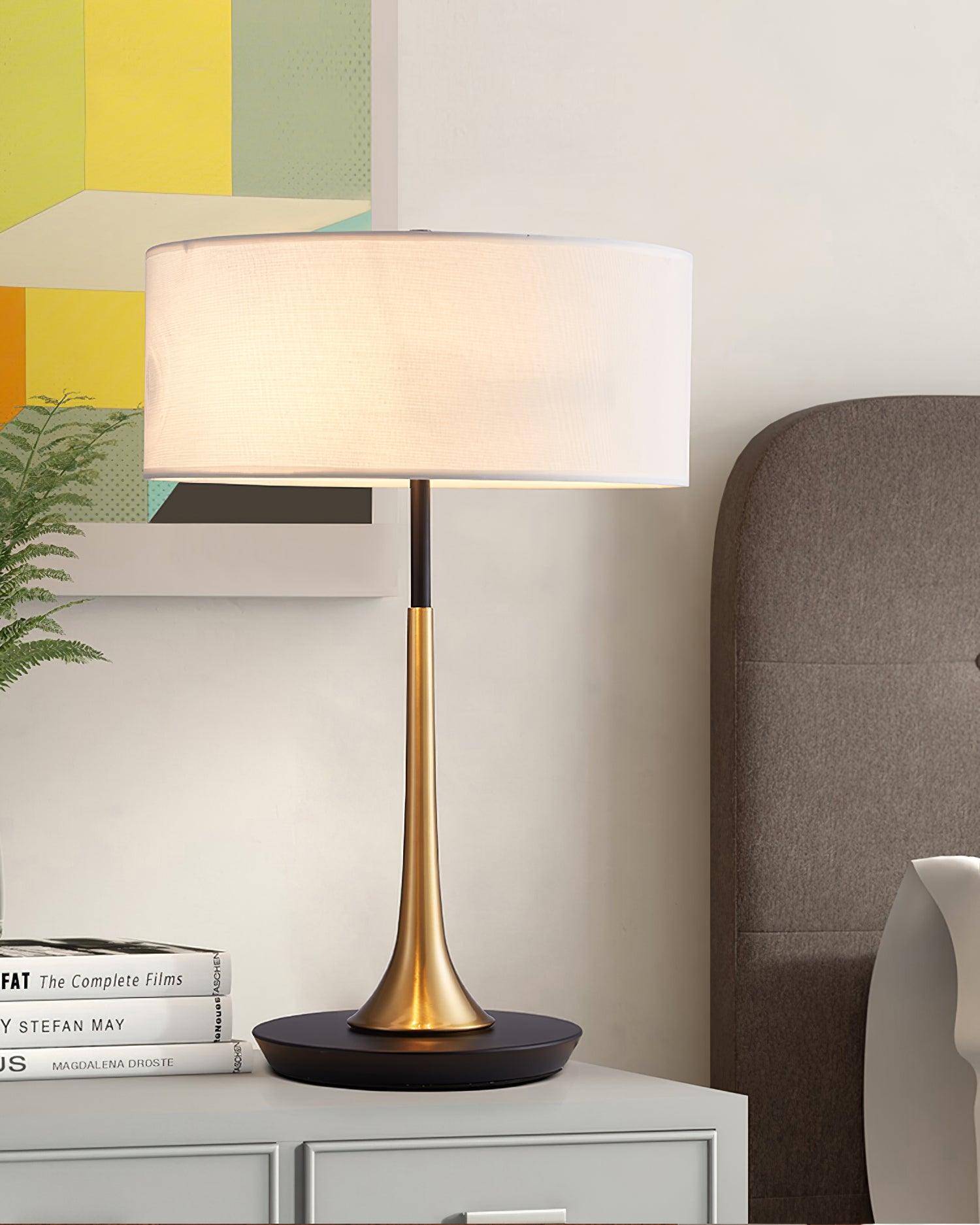 Cepharil Luxe Brass Fabric Desk Lamp-Neutral Decor