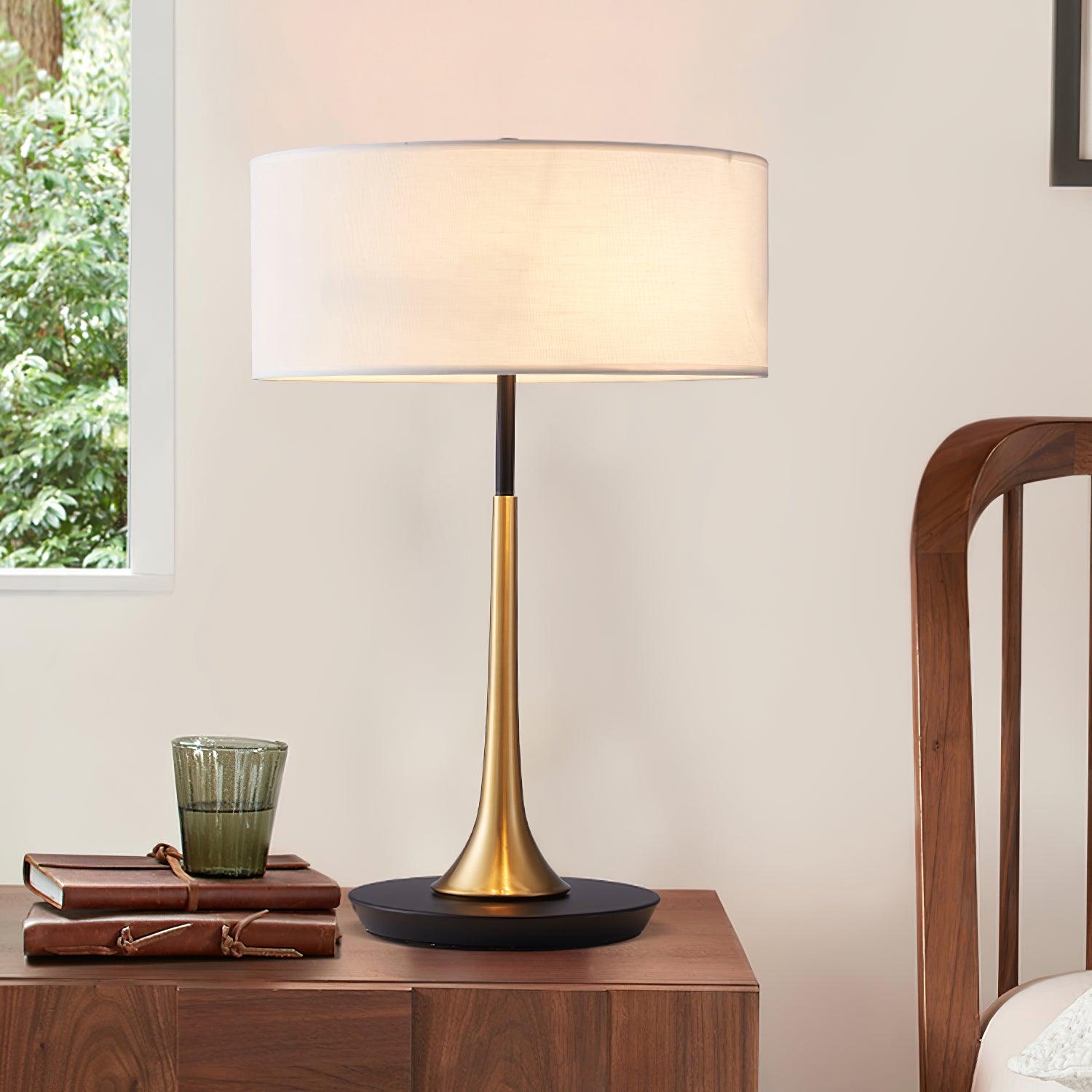 Cepharil Luxe Brass Fabric Desk Lamp-Neutral Decor