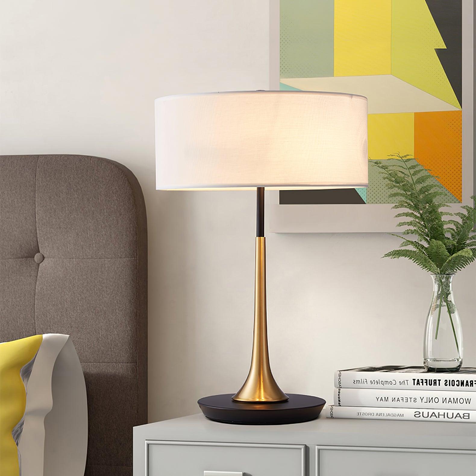 Cepharil Luxe Brass Fabric Desk Lamp-Neutral Decor