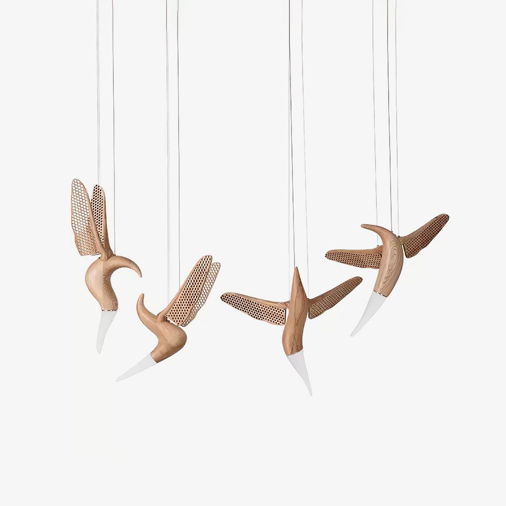 Elsilor Avian-Inspired Wood Pendant Light-Neutral Decor