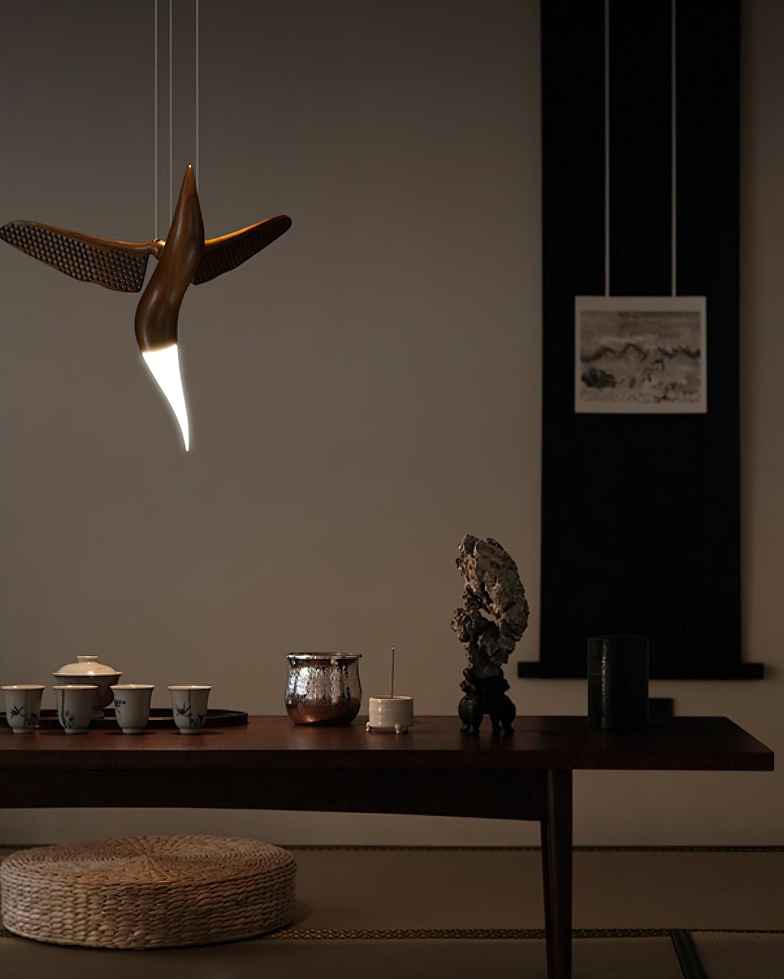 Elsilor Avian-Inspired Wood Pendant Light-Neutral Decor