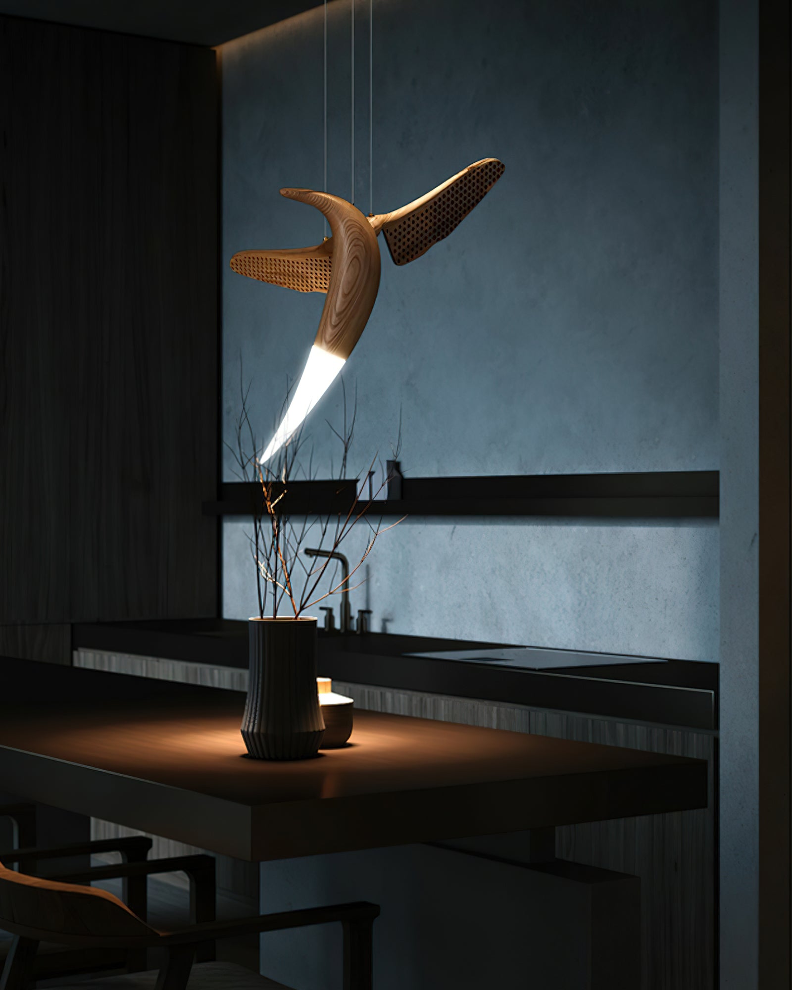 Elsilor Avian-Inspired Wood Pendant Light-Neutral Decor