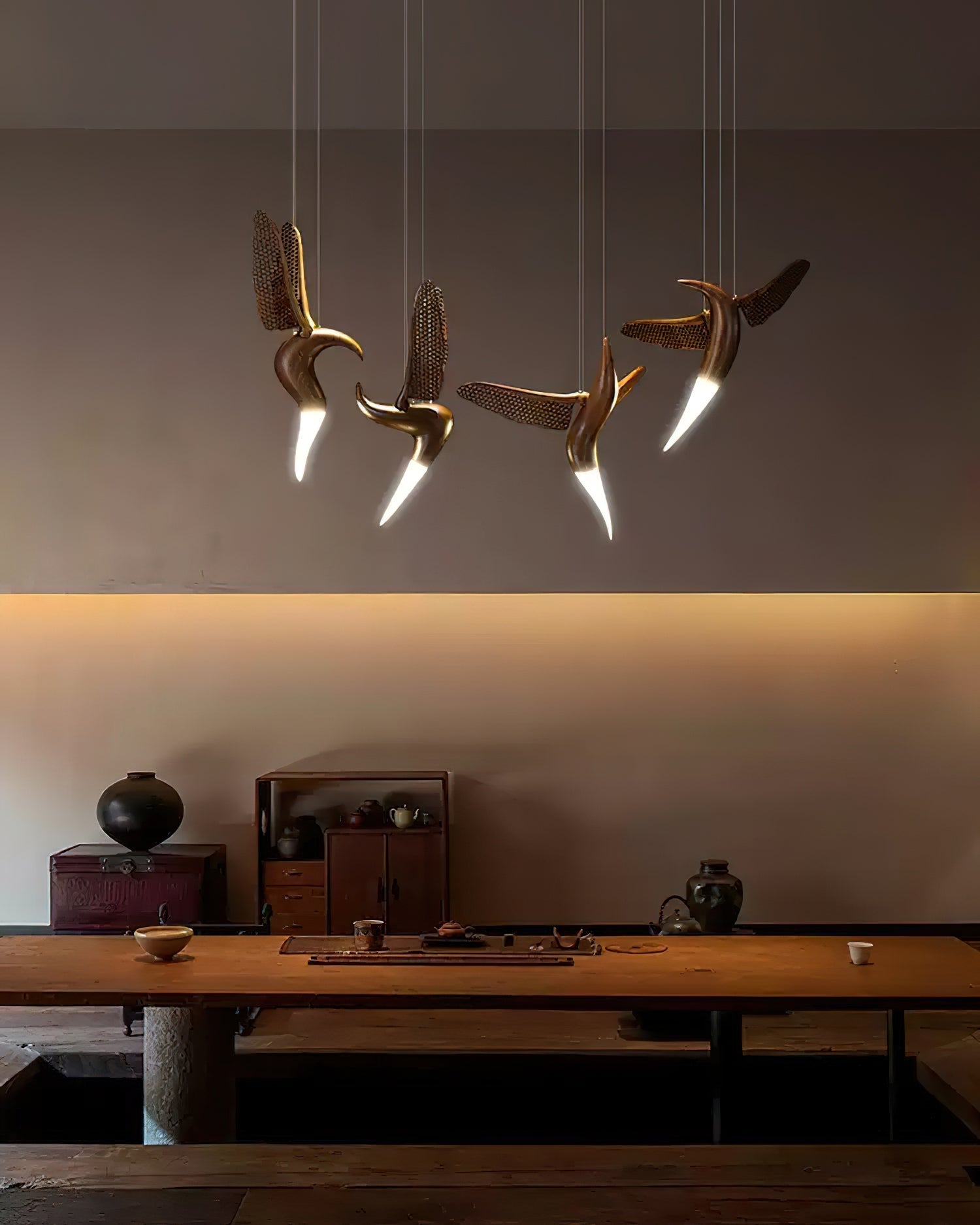 Elsilor Avian-Inspired Wood Pendant Light-Neutral Decor
