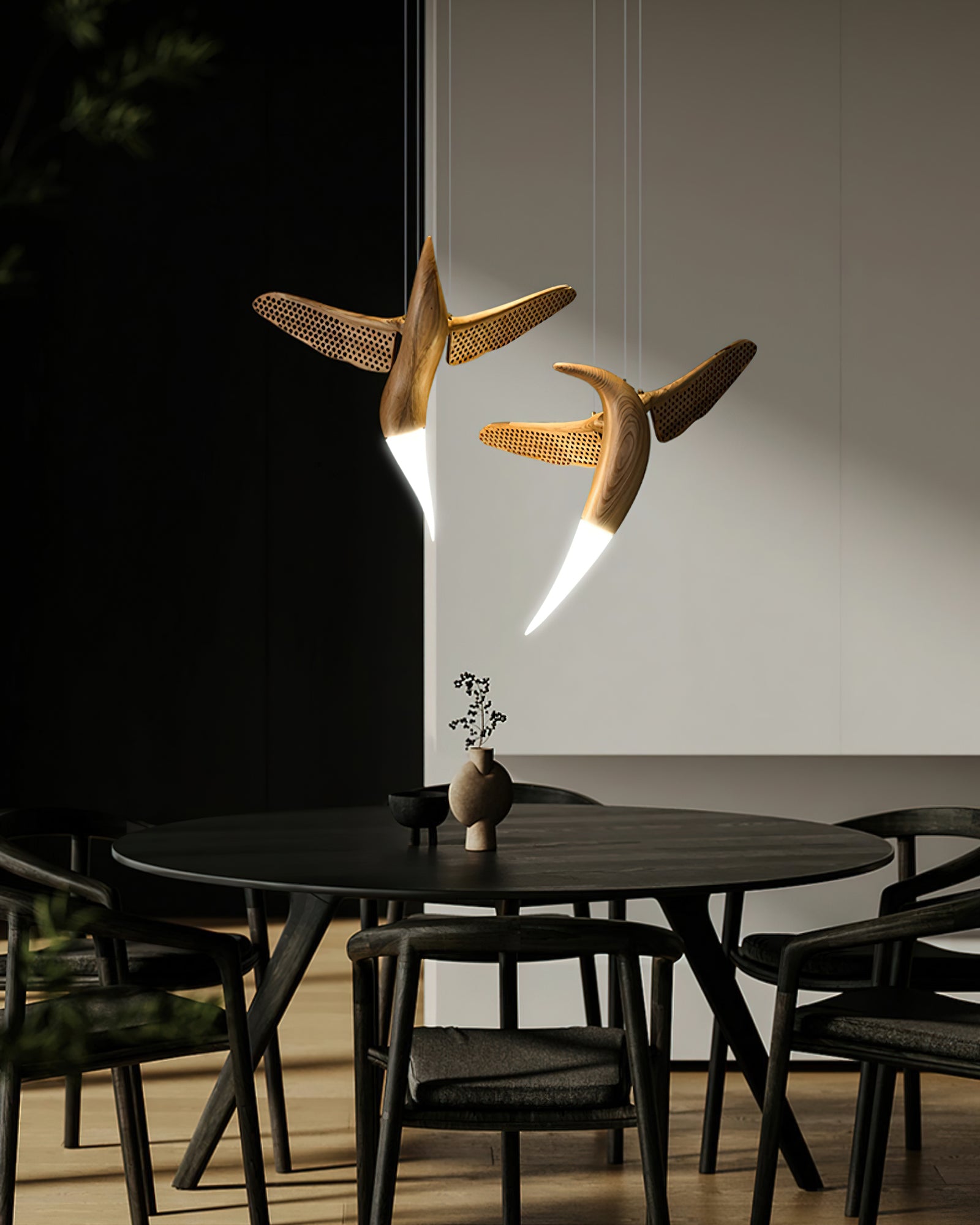 Elsilor Avian-Inspired Wood Pendant Light-Neutral Decor