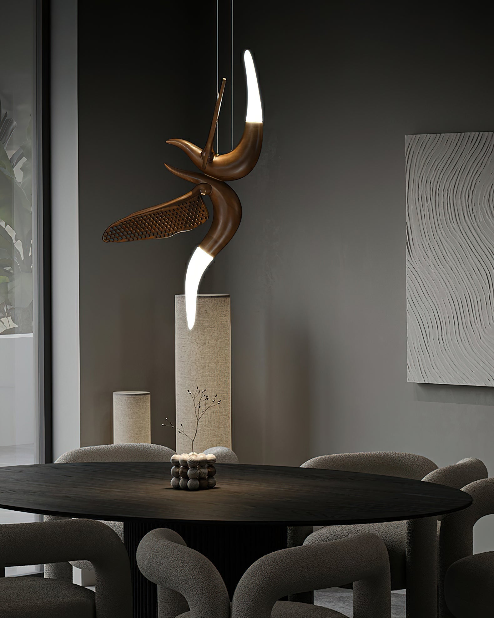 Elsilor Avian-Inspired Wood Pendant Light-Neutral Decor
