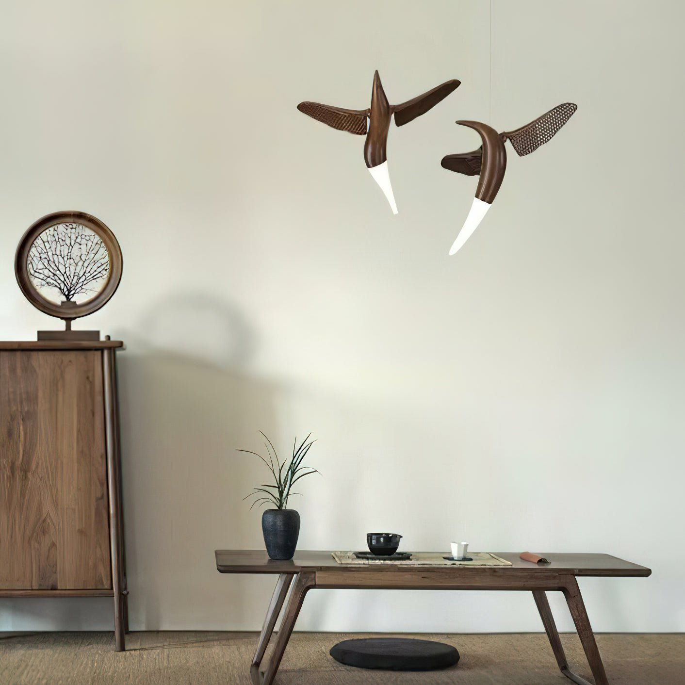 Elsilor Avian-Inspired Wood Pendant Light-Neutral Decor