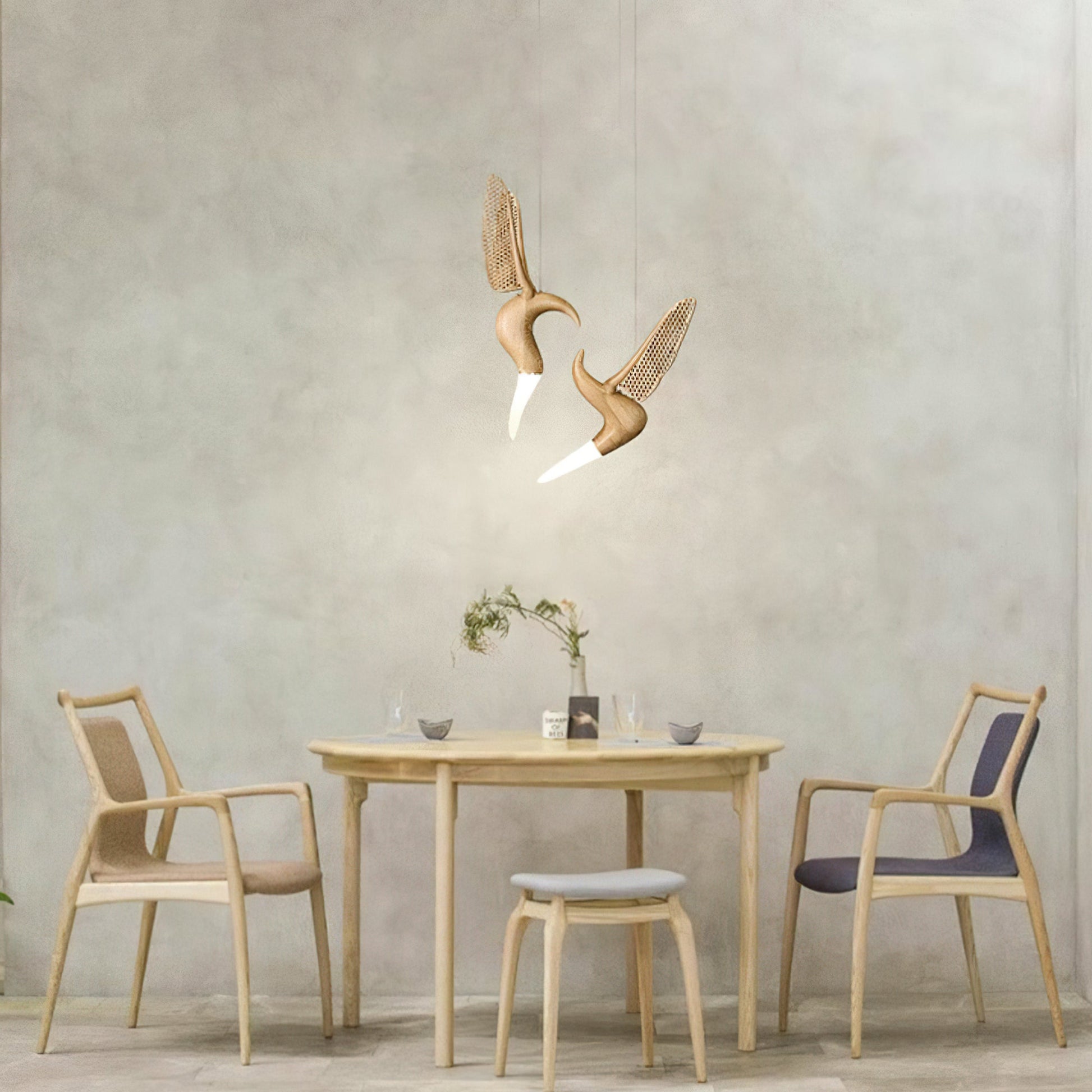 Elsilor Avian-Inspired Wood Pendant Light-Neutral Decor