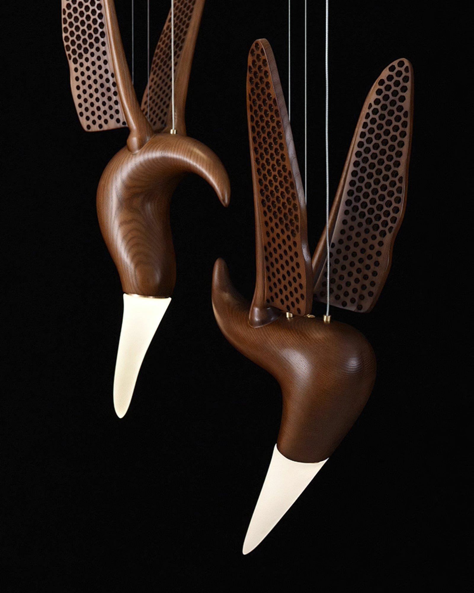 Elsilor Avian-Inspired Wood Pendant Light-Neutral Decor