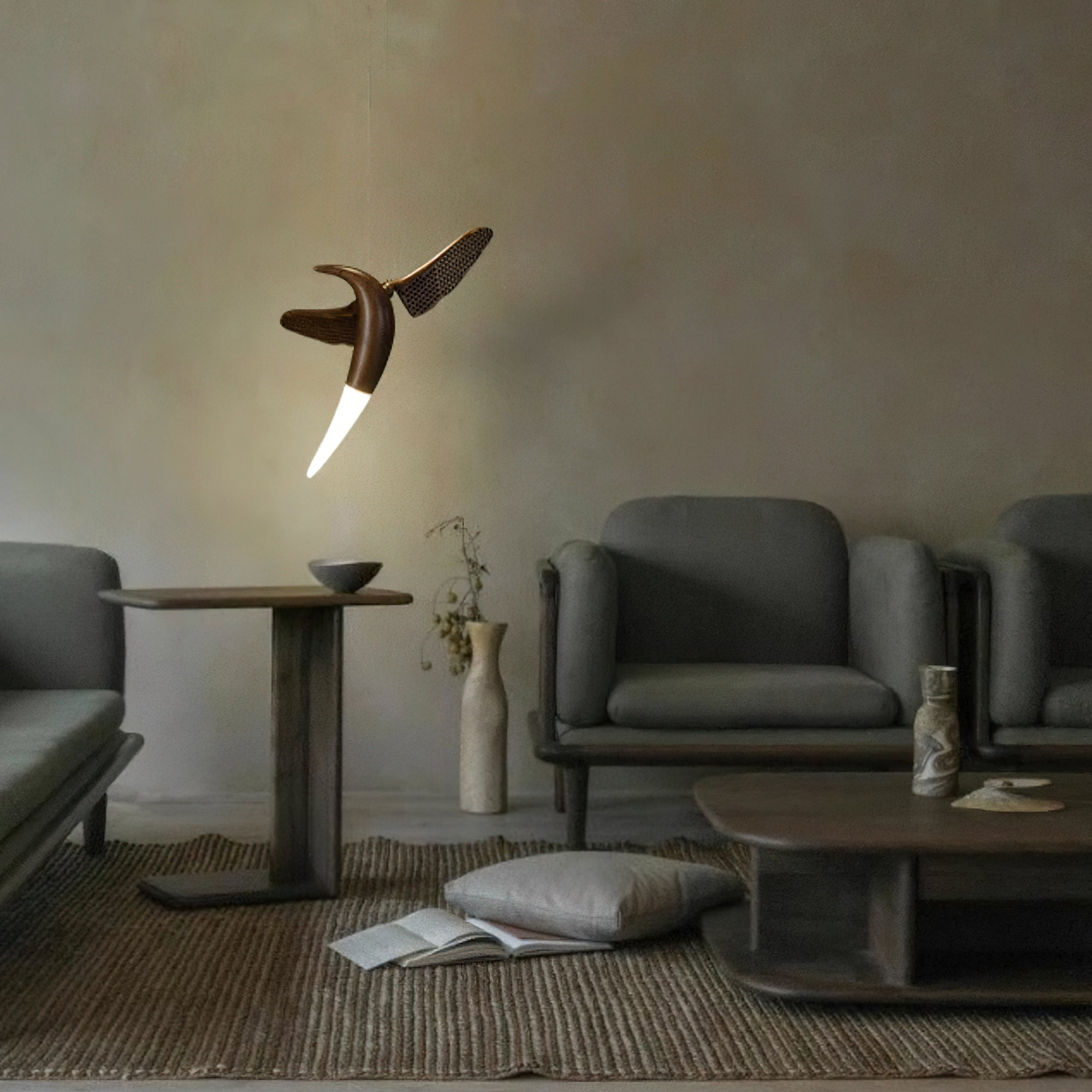 Elsilor Avian-Inspired Wood Pendant Light-Neutral Decor