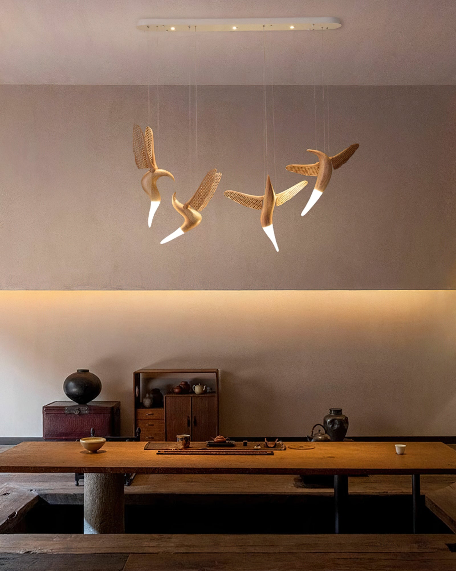 Elsilor Avian-Inspired Wood Pendant Light-Neutral Decor