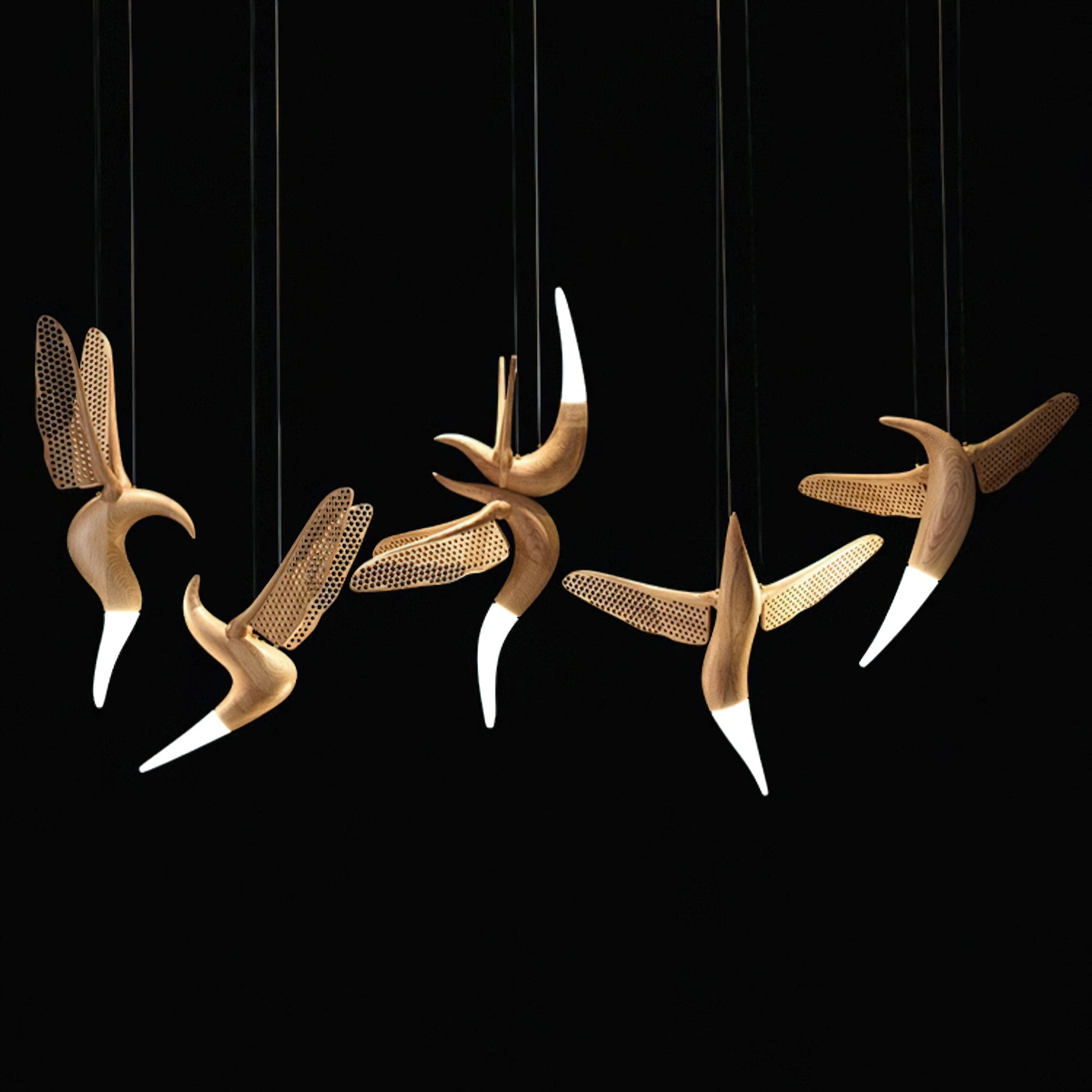 Elsilor Avian-Inspired Wood Pendant Light-Neutral Decor