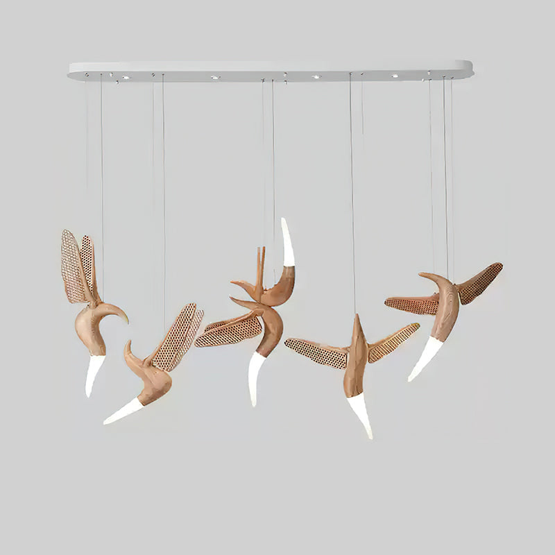 Elsilor Avian-Inspired Wood Pendant Light-Neutral Decor