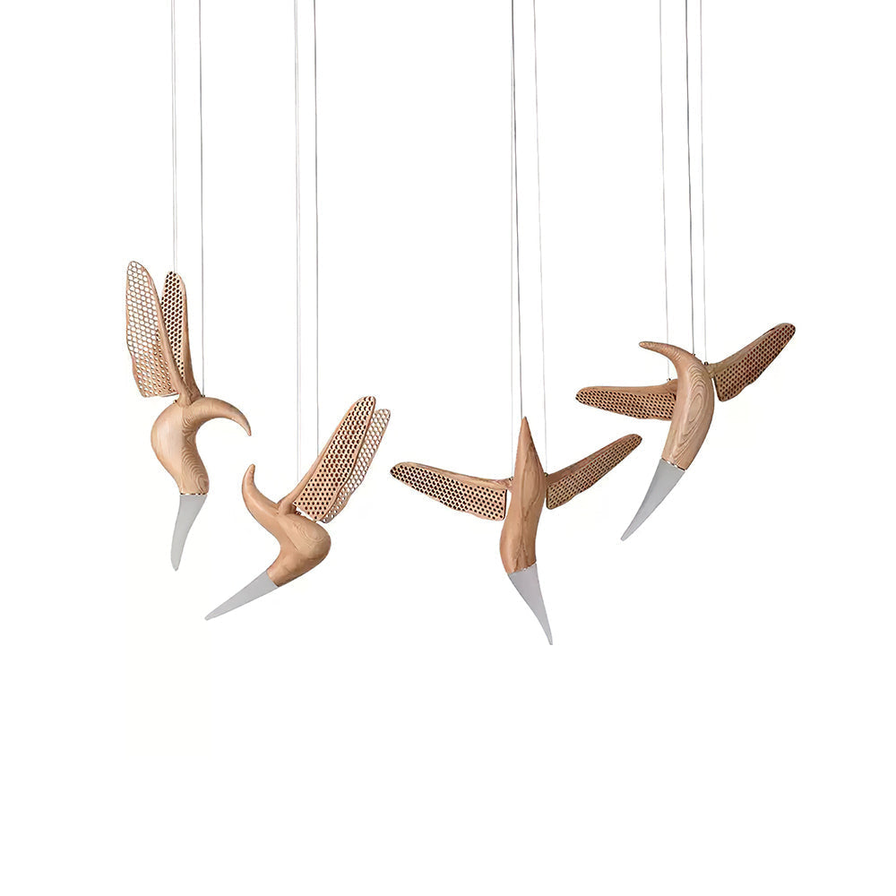 Elsilor Avian-Inspired Wood Pendant Light-Neutral Decor