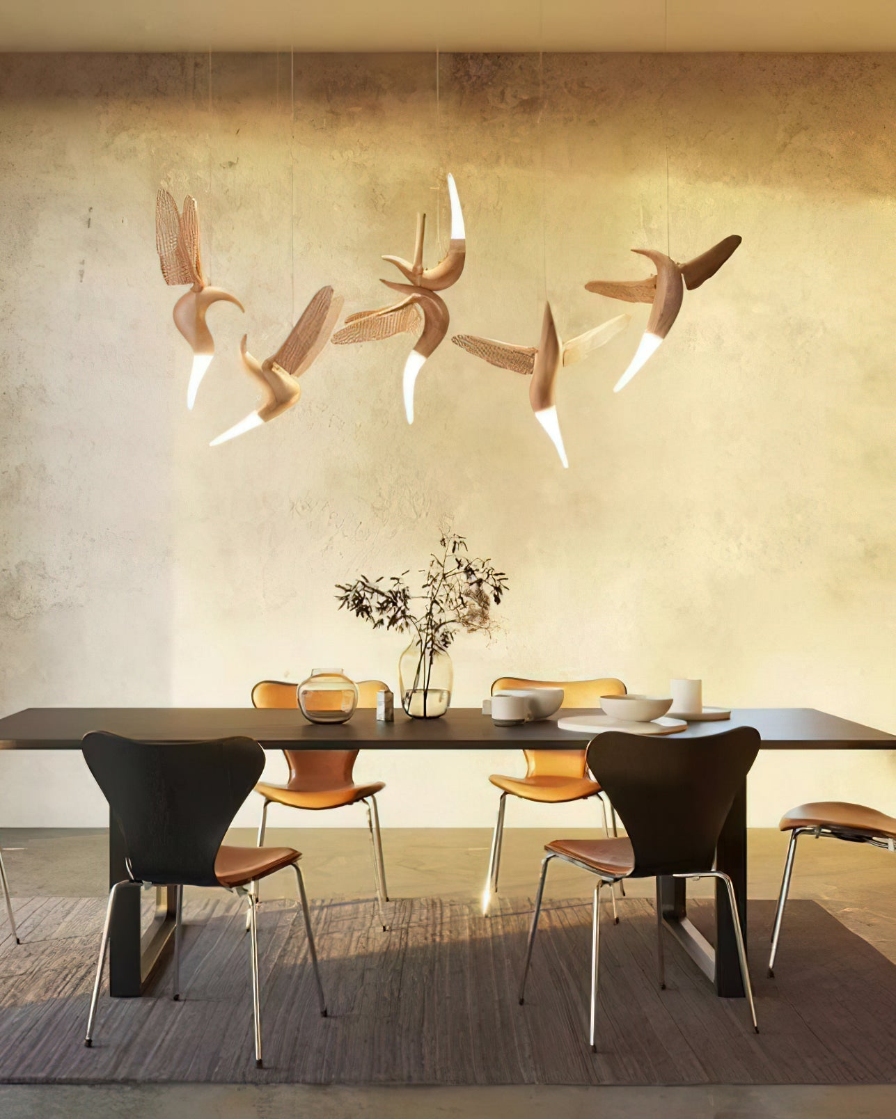 Elsilor Avian-Inspired Wood Pendant Light-Neutral Decor