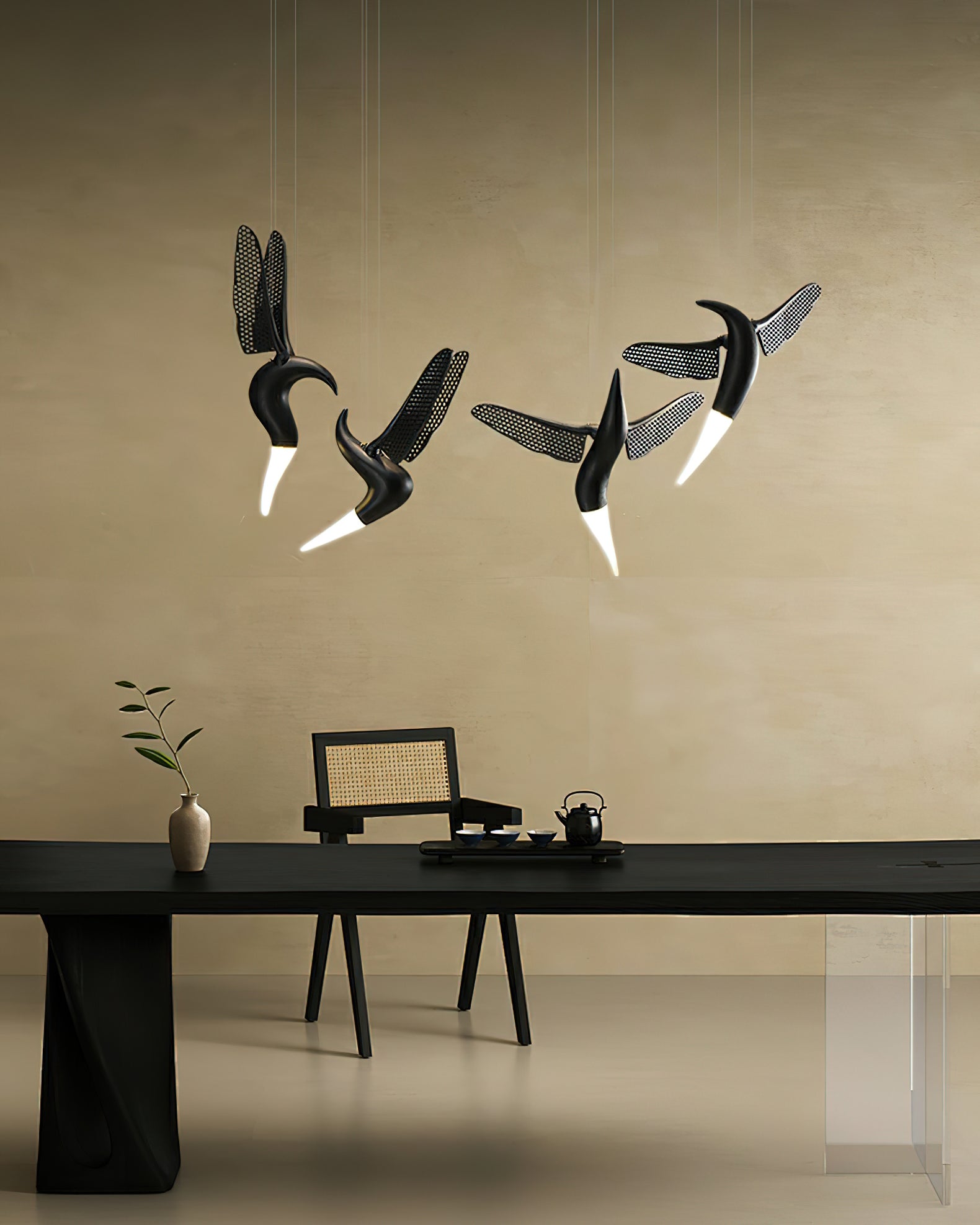 Elsilor Avian-Inspired Wood Pendant Light-Neutral Decor
