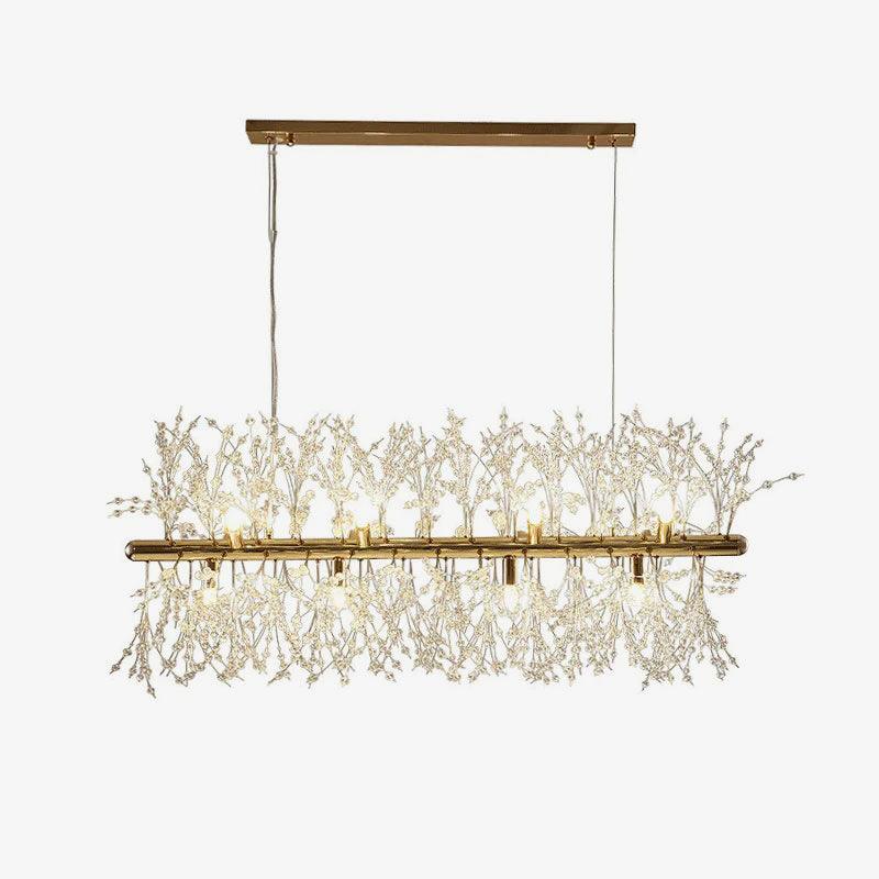 Cir Chandelier Brass Linear Crystal Branch-Neutral Decor