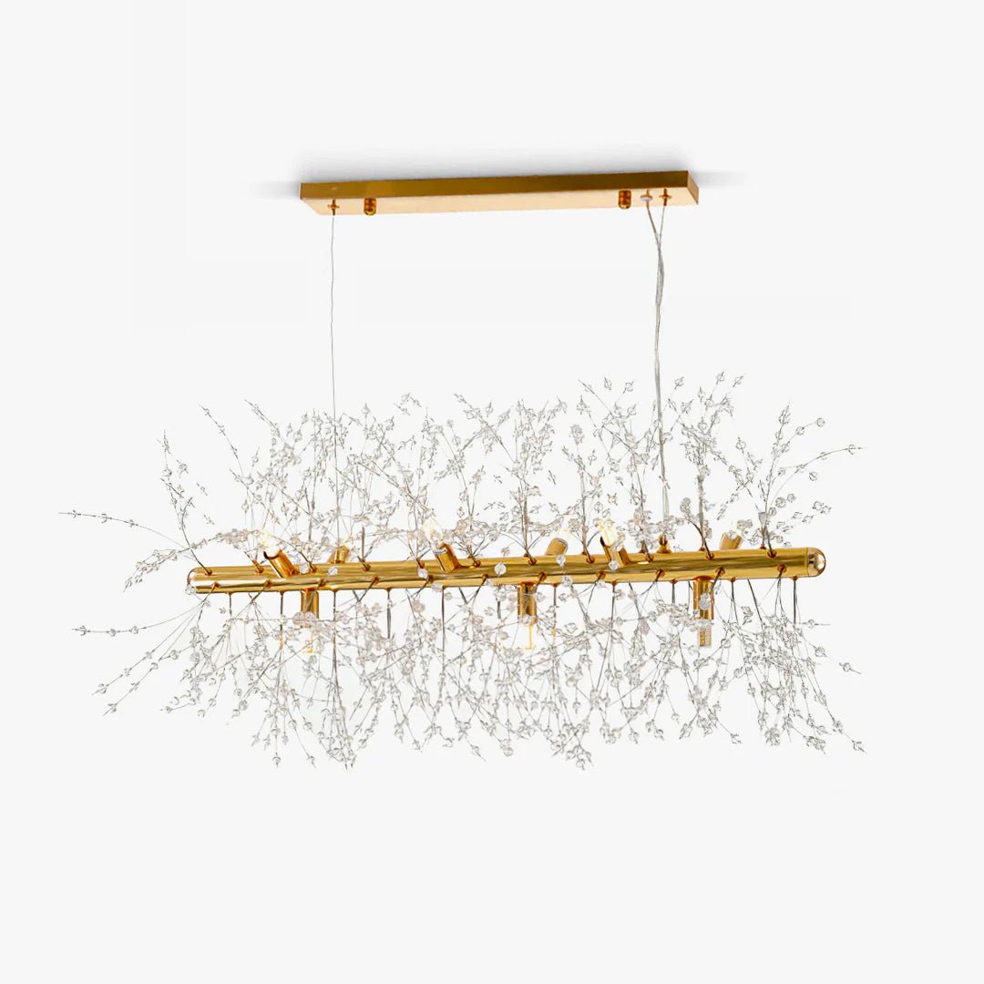 Cir Chandelier Brass Linear Crystal Branch-Neutral Decor