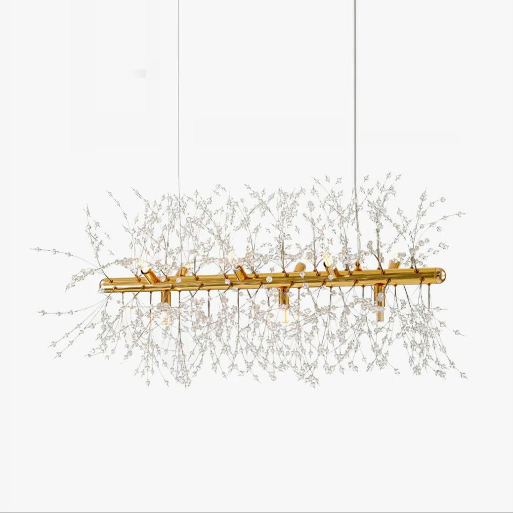 Cir Chandelier Brass Linear Crystal Branch-Neutral Decor