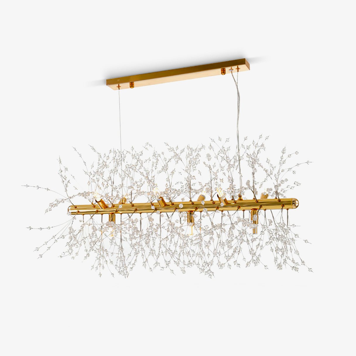 Cir Chandelier Brass Linear Crystal Branch-Neutral Decor