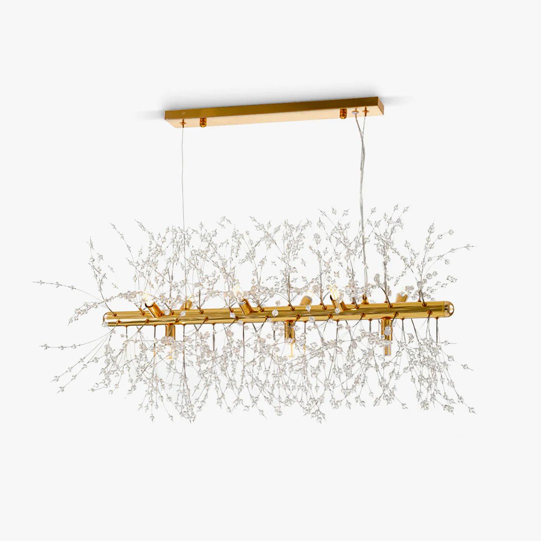 Cir Chandelier Brass Linear Crystal Branch-Neutral Decor