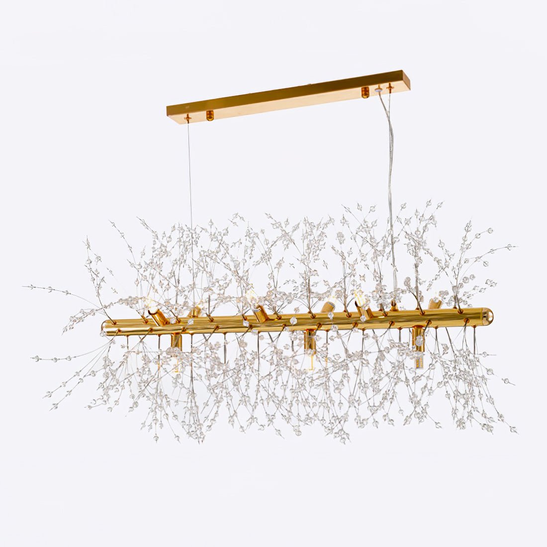 Cir Chandelier Brass Linear Crystal Branch-Neutral Decor