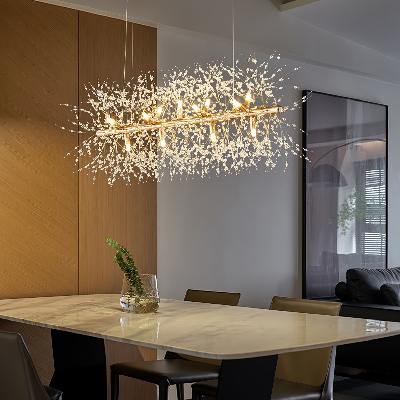 Cir Chandelier Brass Linear Crystal Branch-Neutral Decor