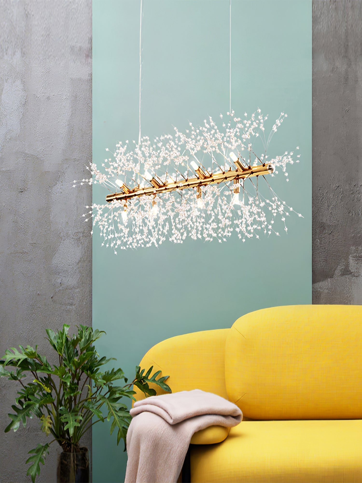 Cir Chandelier Brass Linear Crystal Branch-Neutral Decor