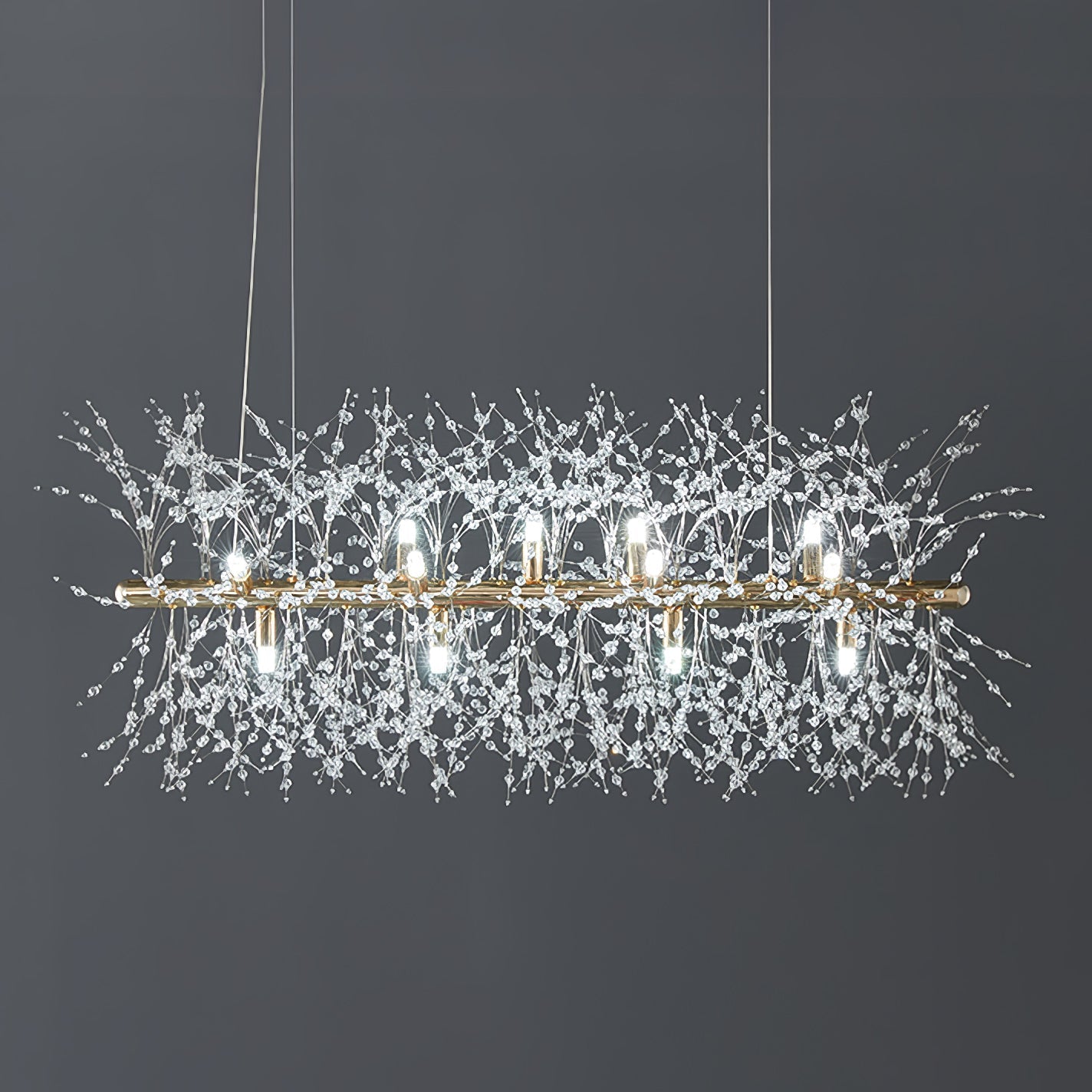 Cir Chandelier Brass Linear Crystal Branch-Neutral Decor