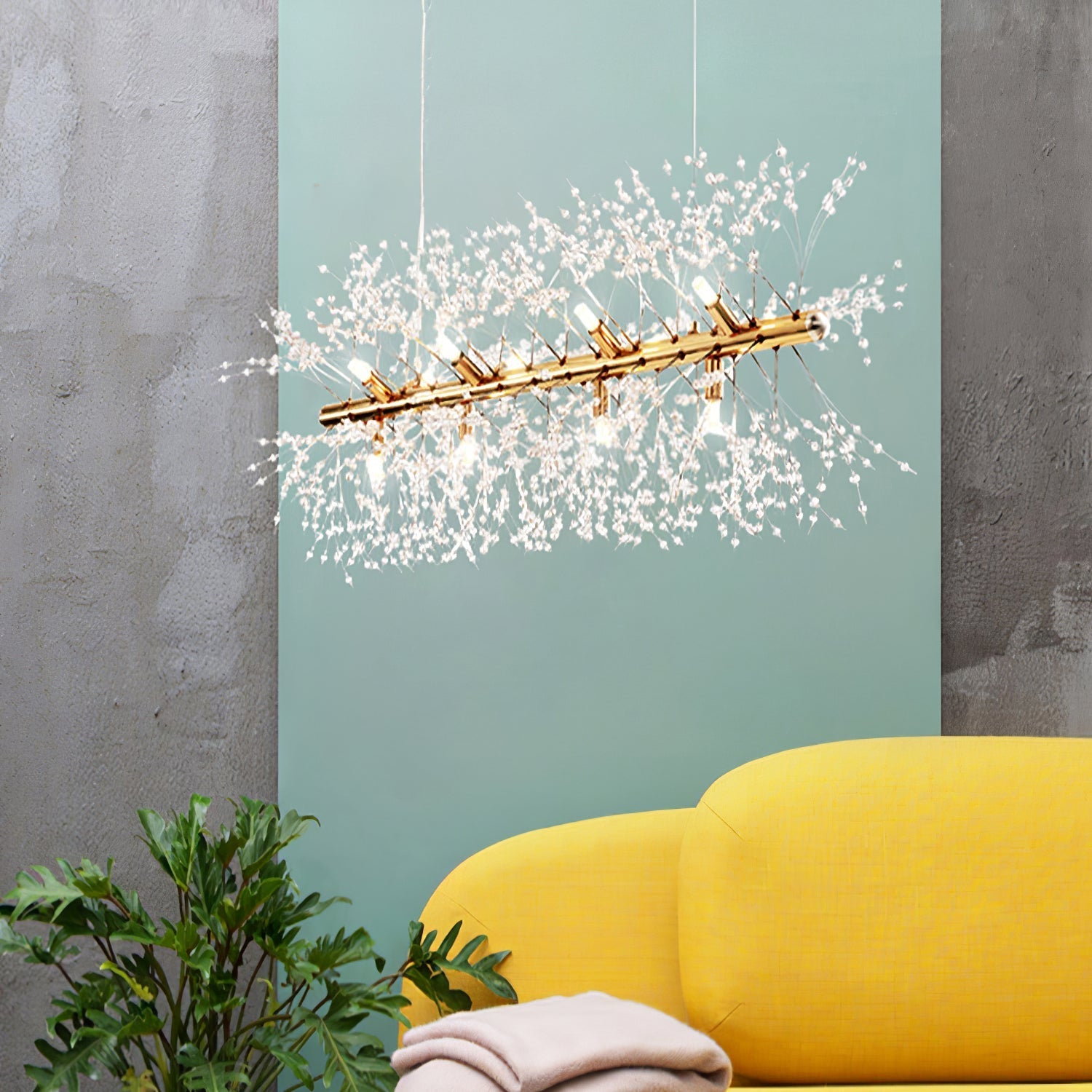 Cir Chandelier Brass Linear Crystal Branch-Neutral Decor