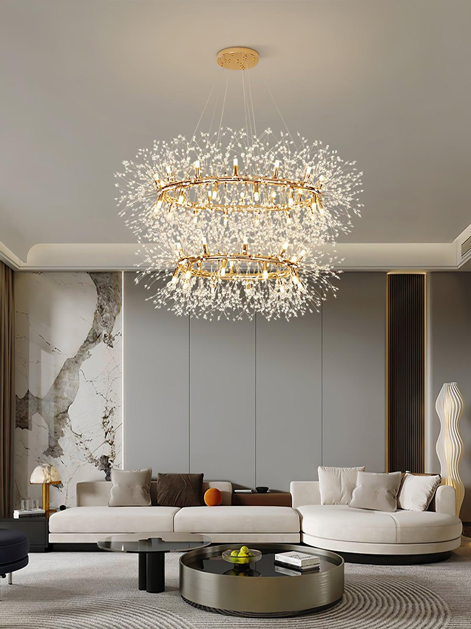 Lustra Chandelier Dandelion Round Stainless Steel-Neutral Decor