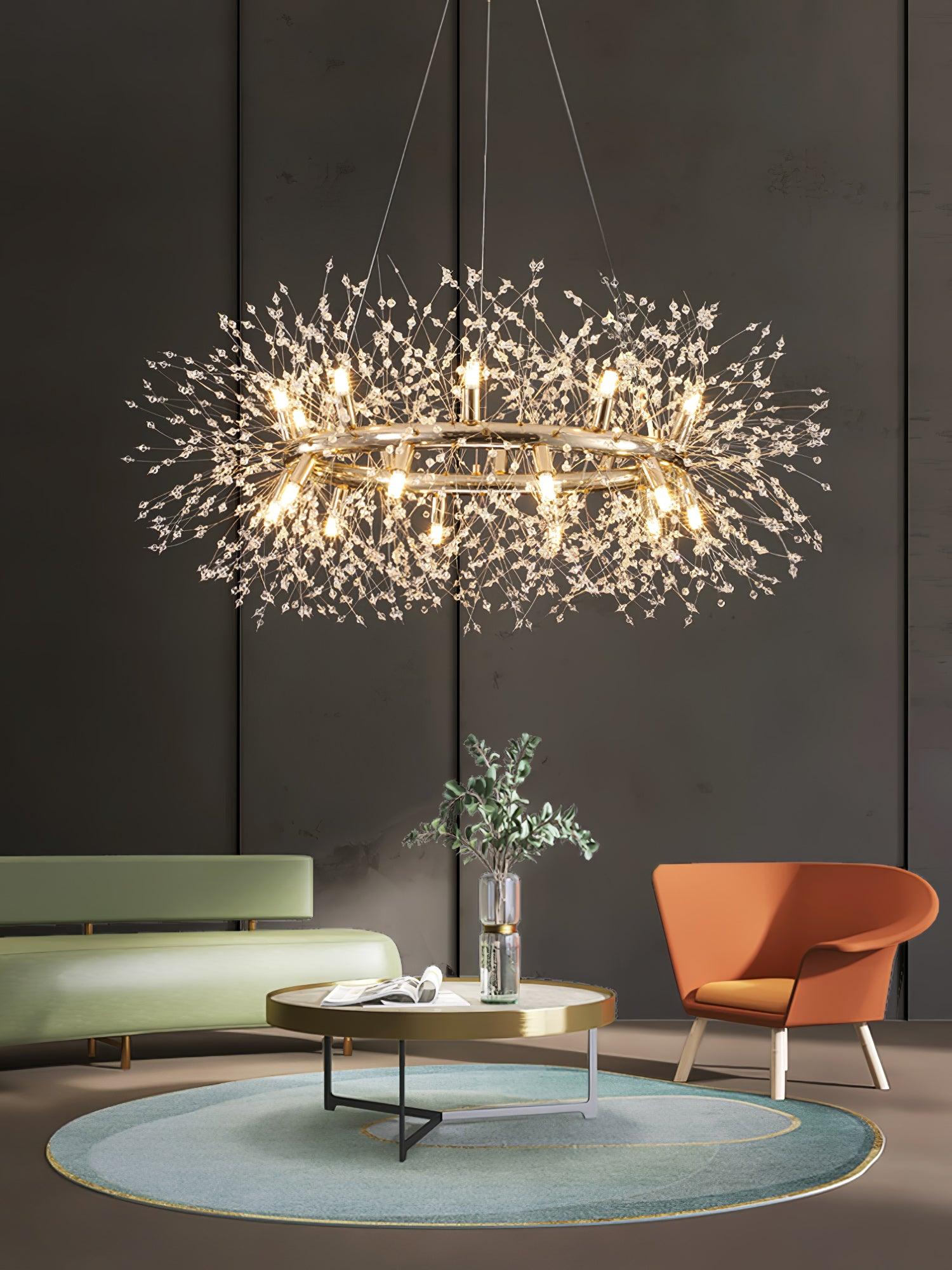 Lustra Chandelier Dandelion Round Stainless Steel-Neutral Decor